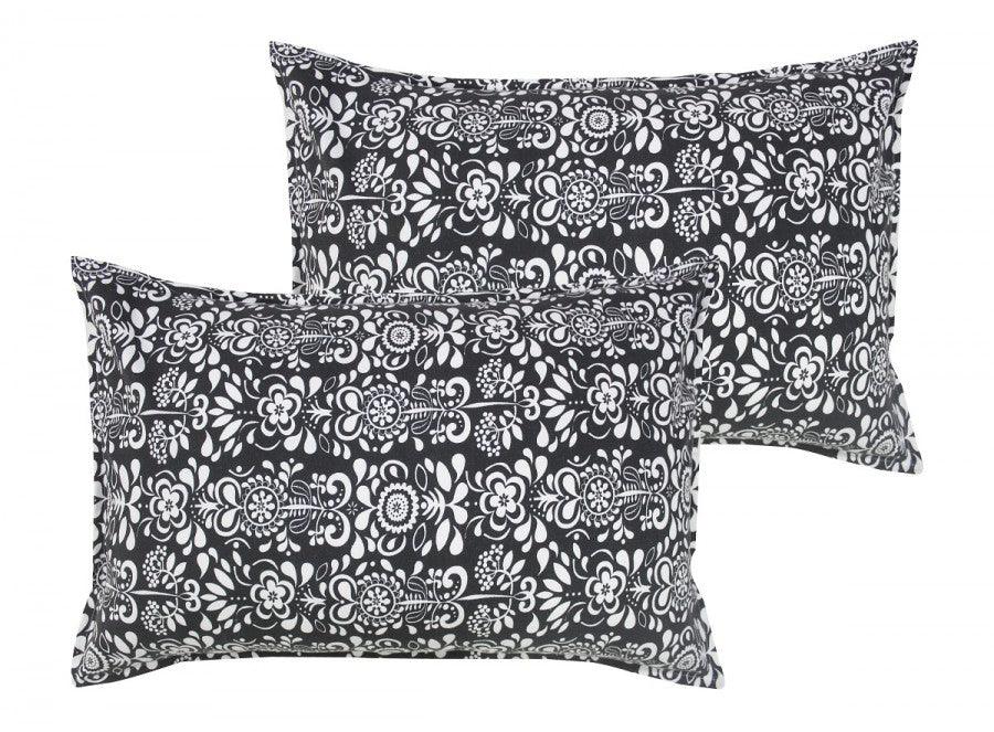Cotton Grey Damask Pillow Covers Pack Of 2