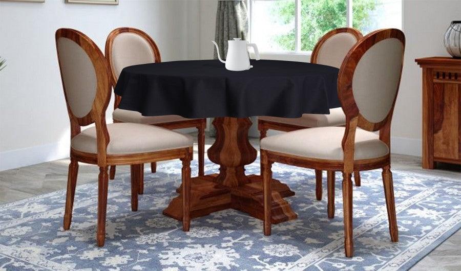 Cotton Solid Black 4 Seater Table Cloths Pack Of 1