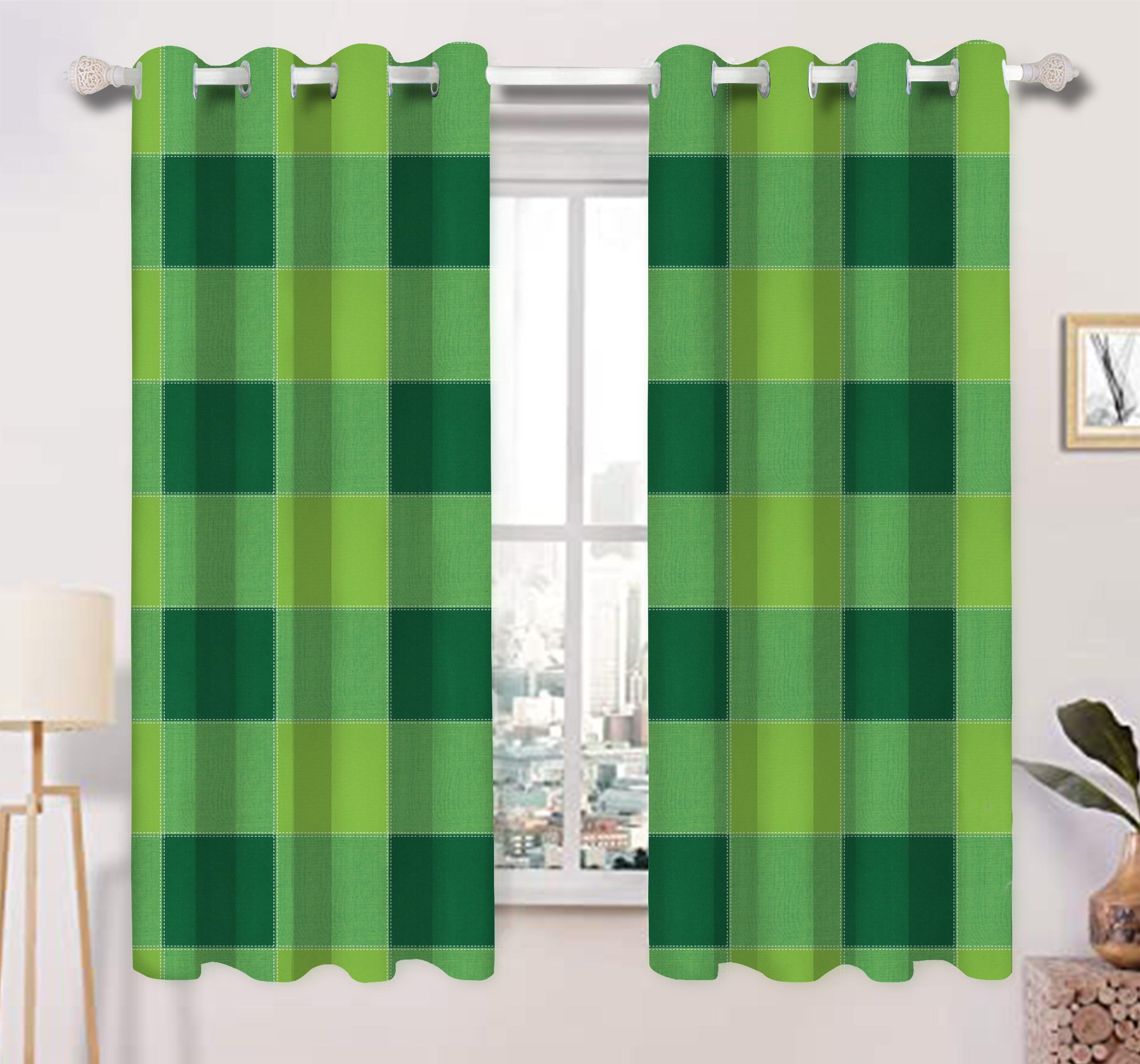 Cotton 4 Way Dobby Green 5ft Window Curtains Pack Of 2