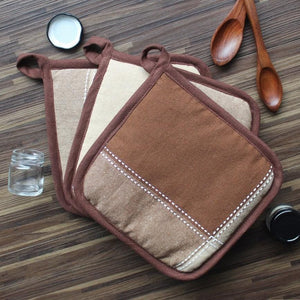Cotton 4 Way Dobby Brown Pot Holders Pack Of 3