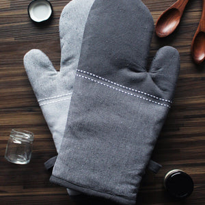 Cotton 4 Way Dobby Grey Oven Gloves Pack Of 2 freeshipping - Airwill