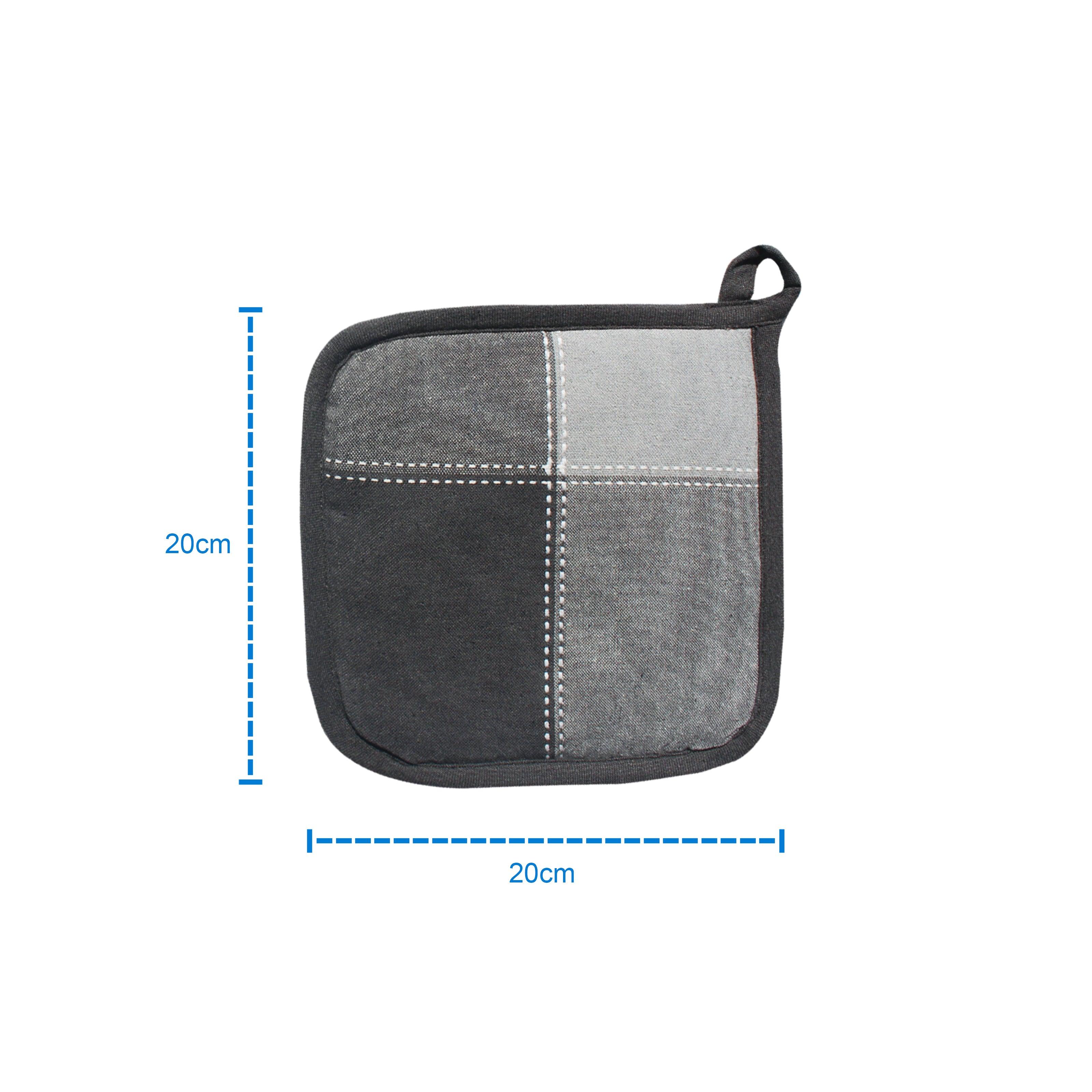 Cotton 4 Way Dobby Grey Pot Holders Pack Of 3