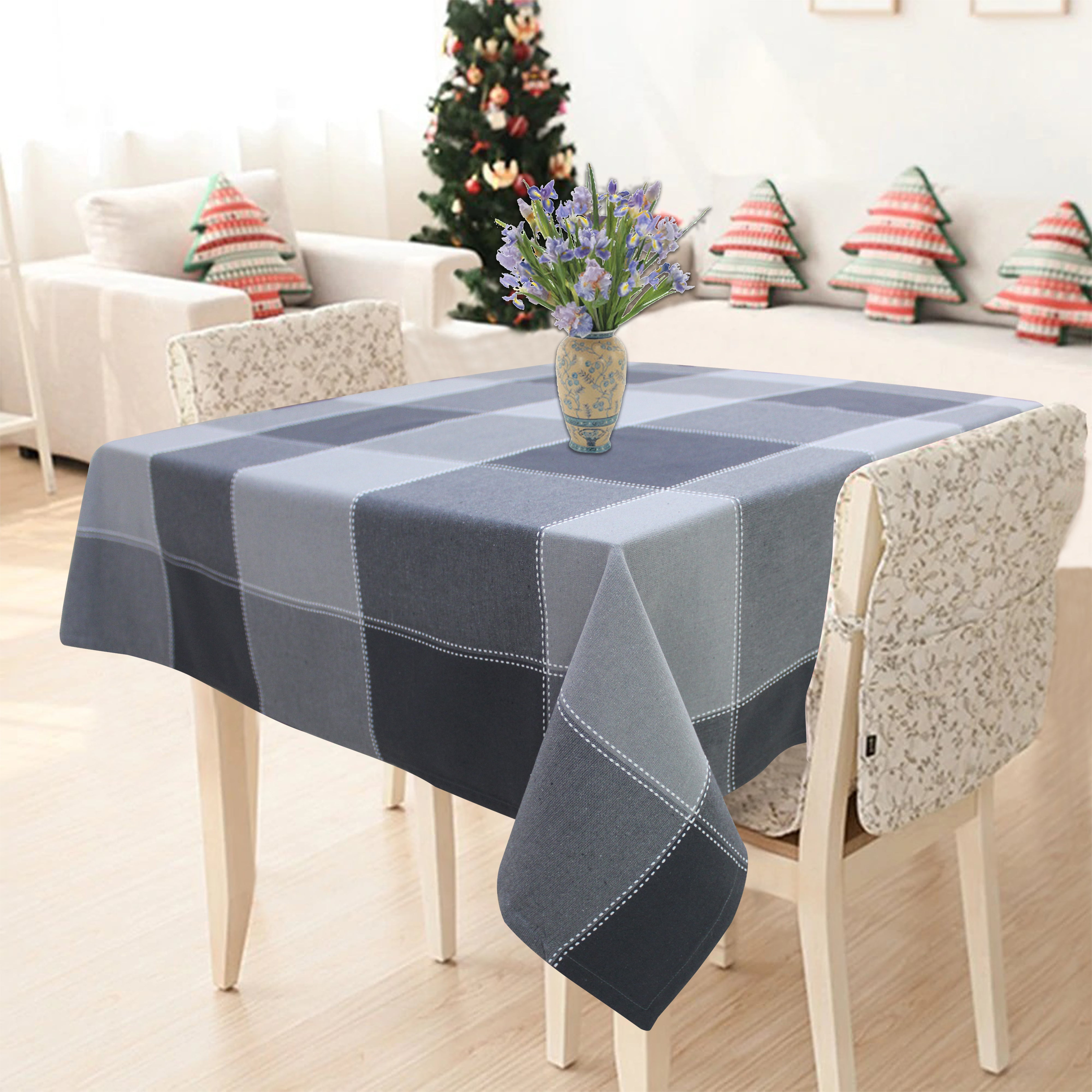 Cotton 4 Way Dobby Grey 4 Seater Table Cloths