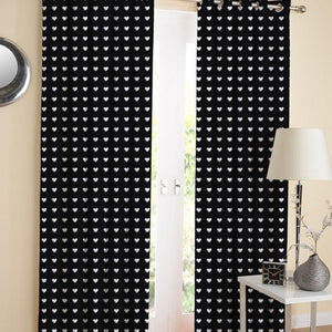 Cotton Black Heart 7ft Door Curtains Pack Of 2 freeshipping - Airwill