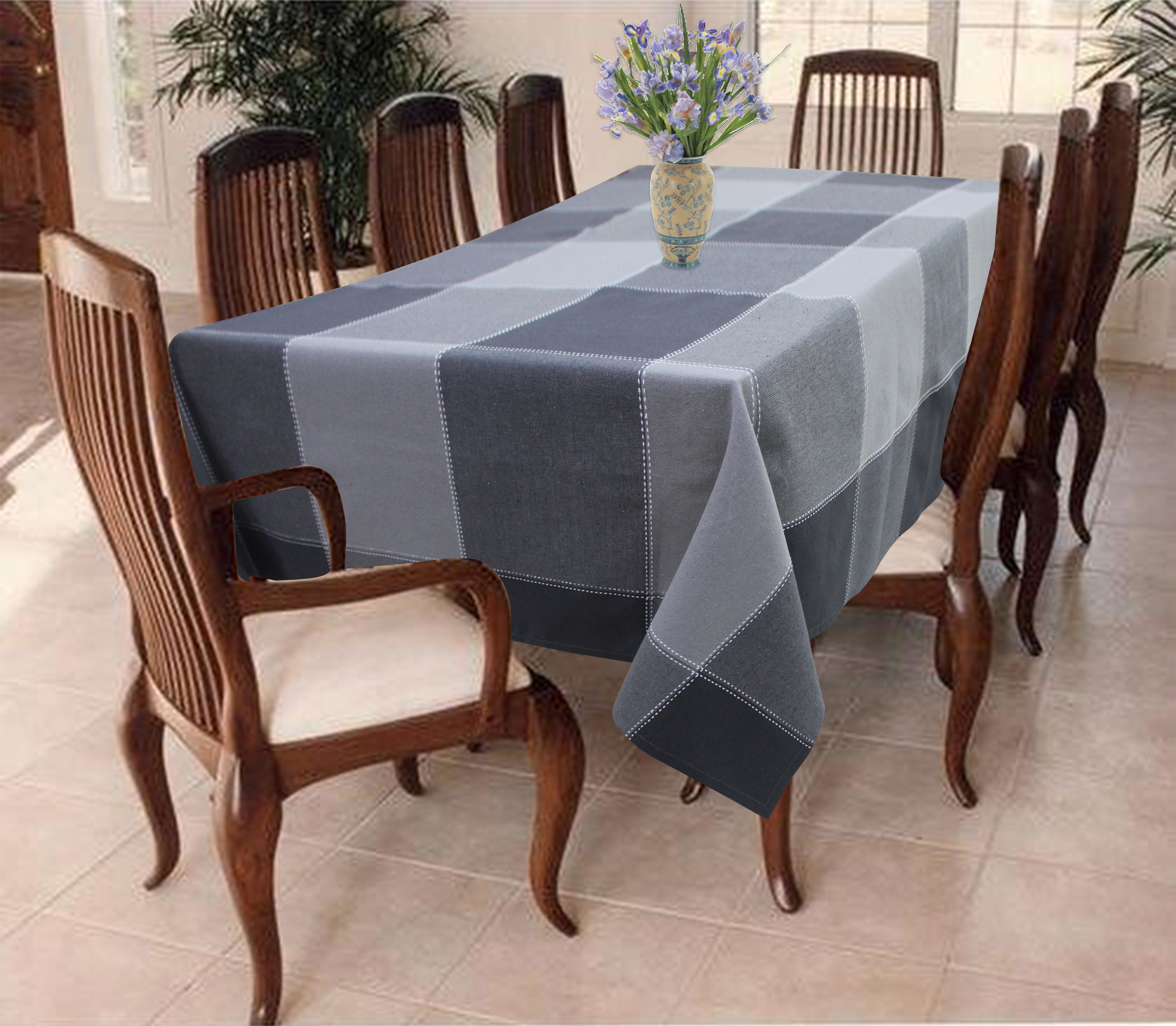 Cotton 4 Way Dobby Grey 4 Seater Table Cloths