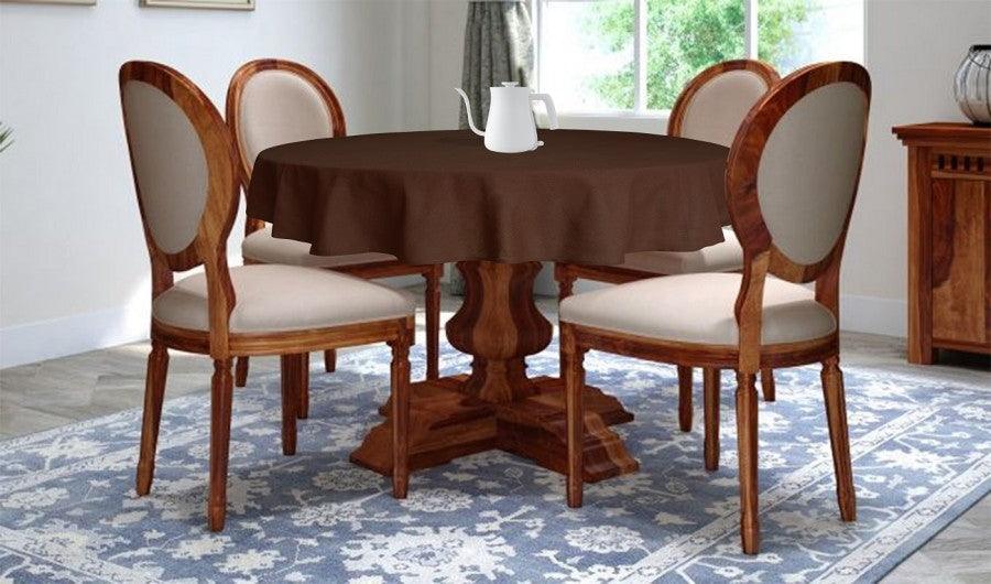 Cotton Solid Brown 4 Seater Round Table Cloths