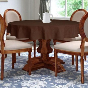 Cotton Solid Brown 4 Seater Round Table Cloths Pack Of 1 freeshipping - Airwill