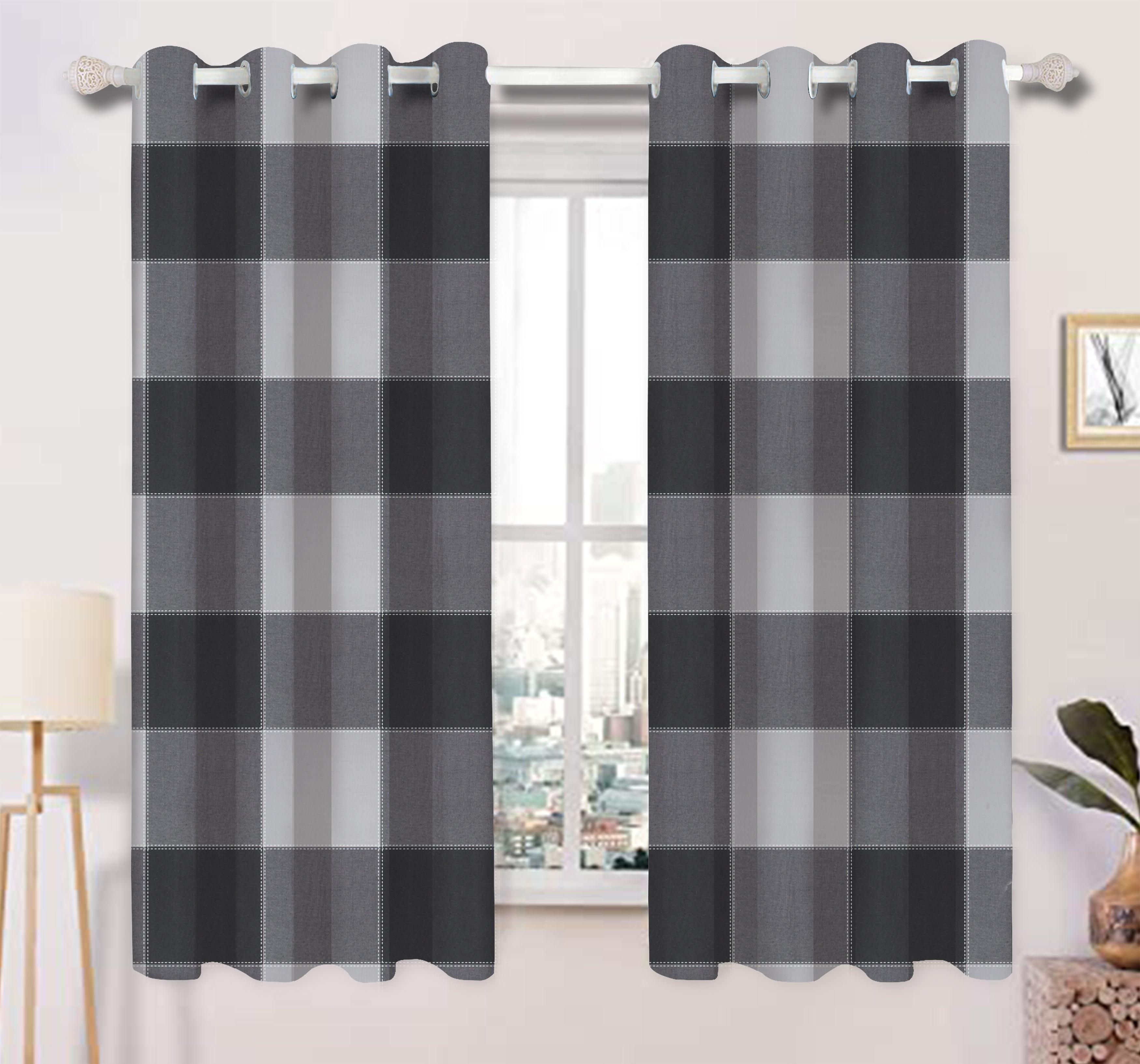 Cotton 4 Way Dobby Grey 5ft Window Curtains Pack Of 2