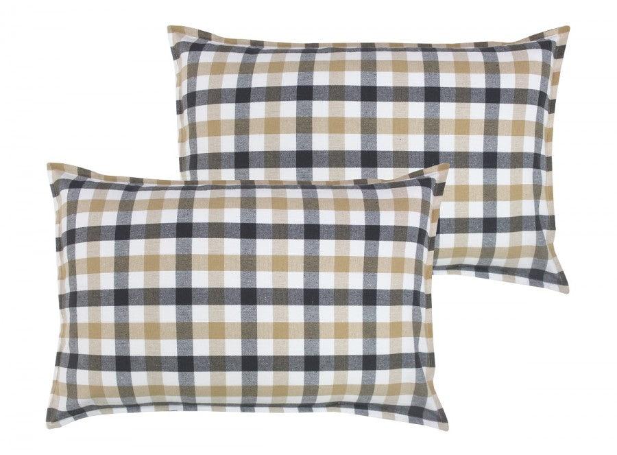 Cotton Lanfranki Grey Check Pillow Covers Pack Of 2