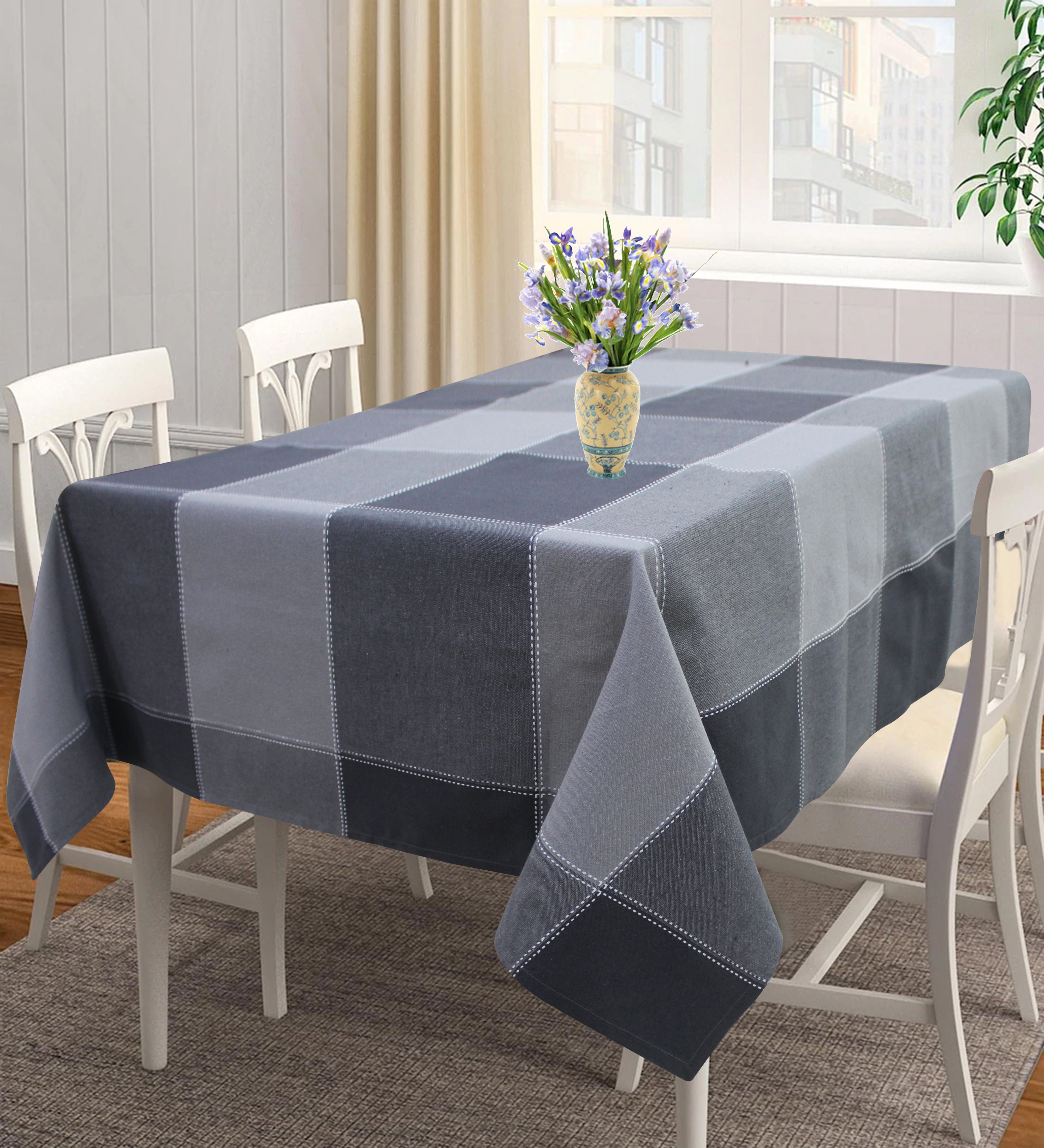 Cotton 4 Way Dobby Grey 8 Seater Table Cloths