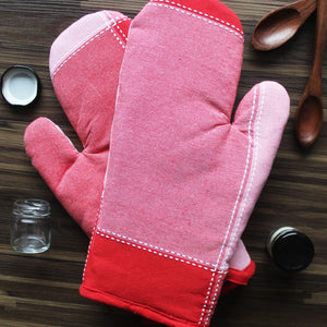 Cotton 4 Way Dobby Red Oven Gloves Pack Of 2 freeshipping - Airwill