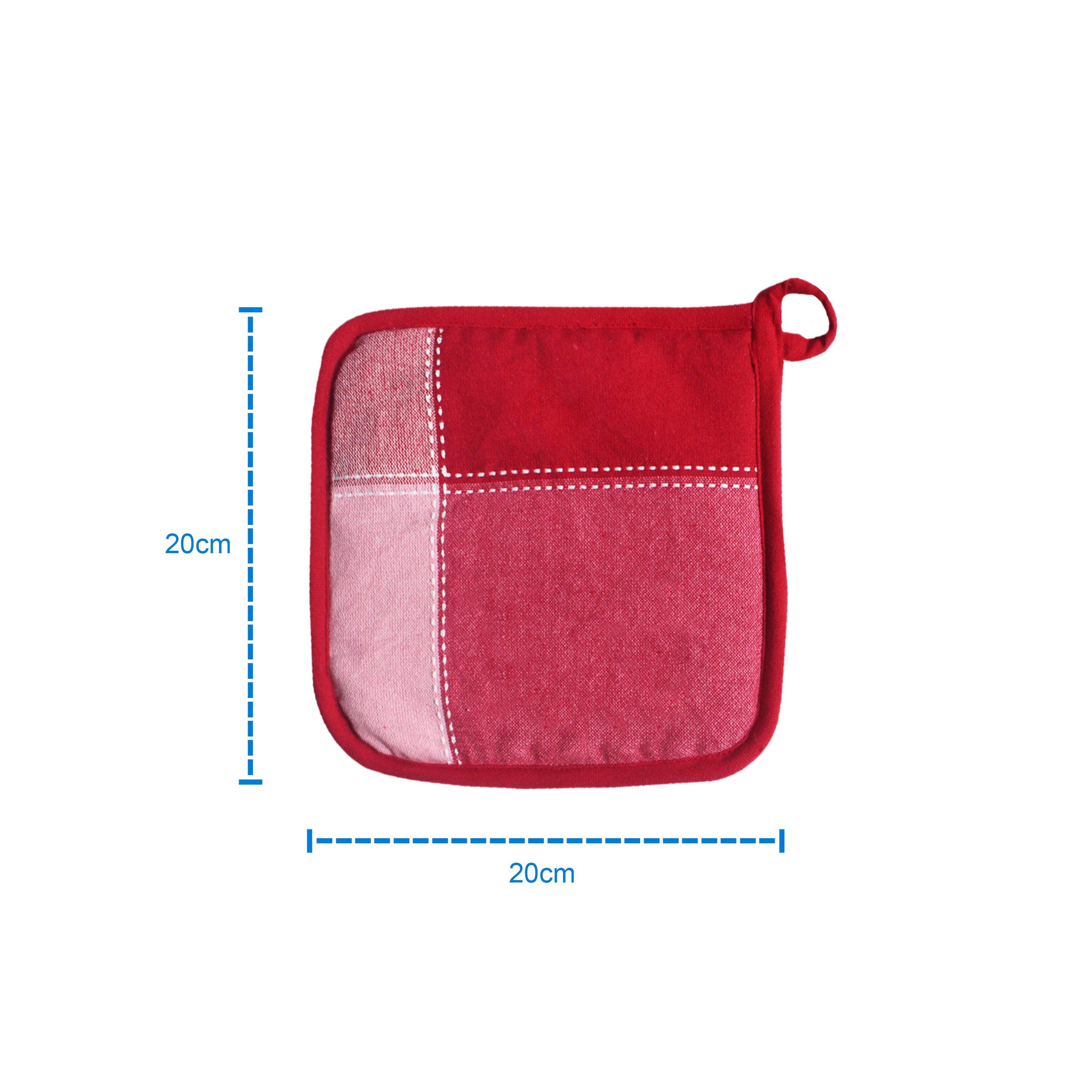 Cotton 4 Way Dobby Red Pot Holders Pack Of 3