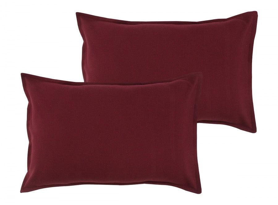 Cotton Solid Maroon Pillow Covers Pack Of 2
