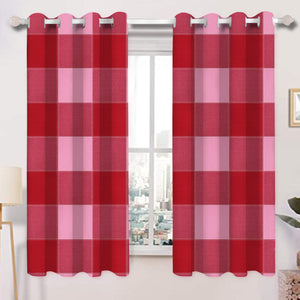 Cotton 4 Way Dobby Red 5ft Window Curtains Pack Of 2 freeshipping - Airwill