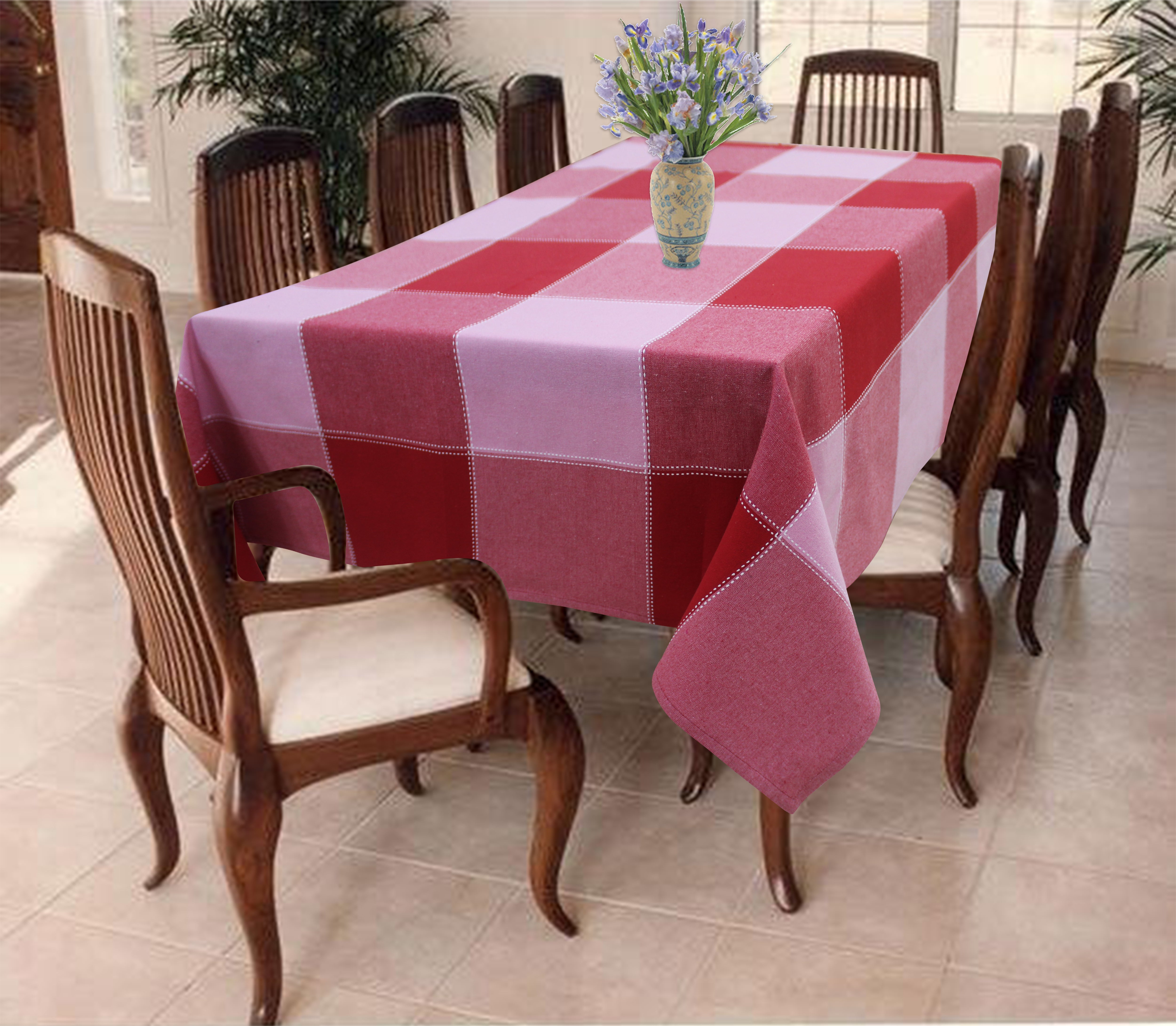 Cotton 4 Way Dobby Red 4 Seater Table Cloths