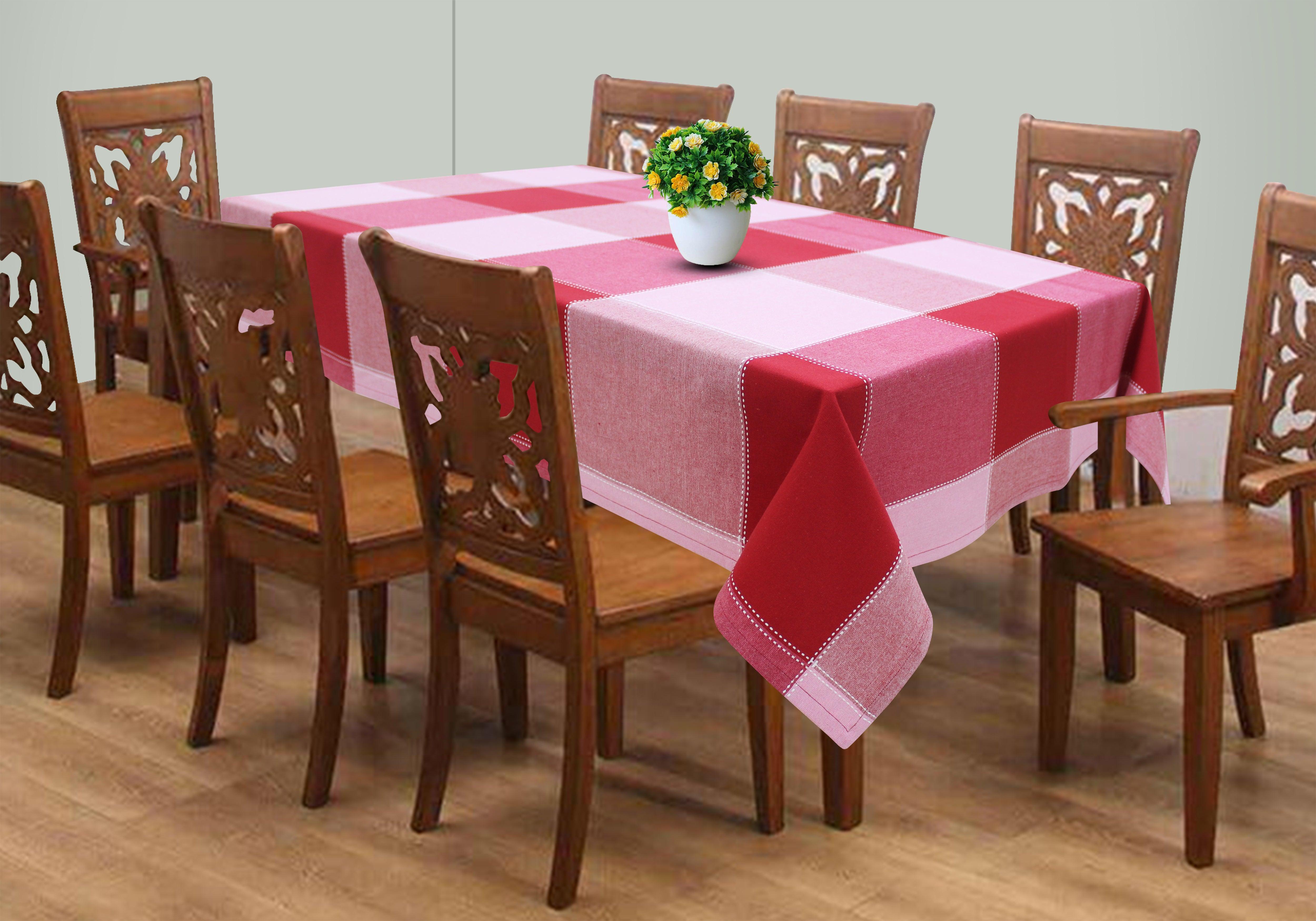 Cotton 4 Way Dobby Red 8 Seater Table Cloths