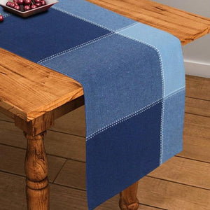 Cotton 4 Way Dobby Blue Table Runner