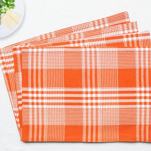Cotton Track Dobby Orange Table Placemats Pack Of 4 freeshipping - Airwill