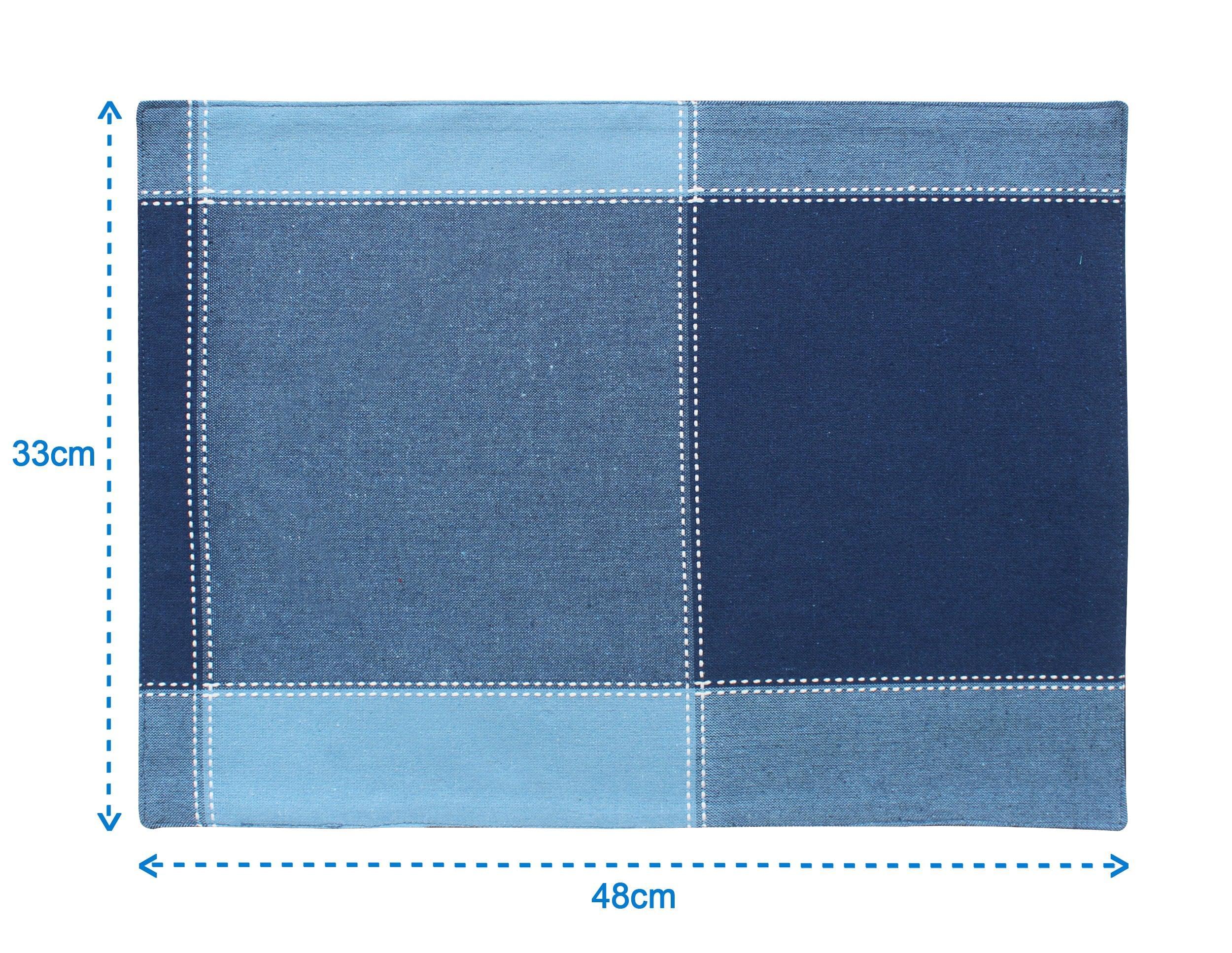 Cotton 4 Way Dobby Blue Table Placemats Pack Of 4