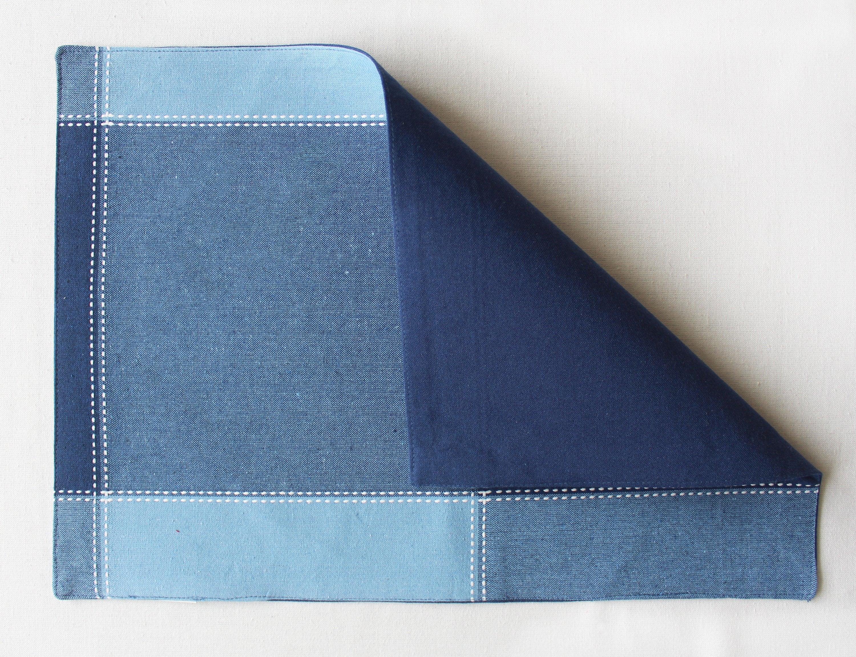 Cotton 4 Way Dobby Blue Table Placemats Pack Of 4