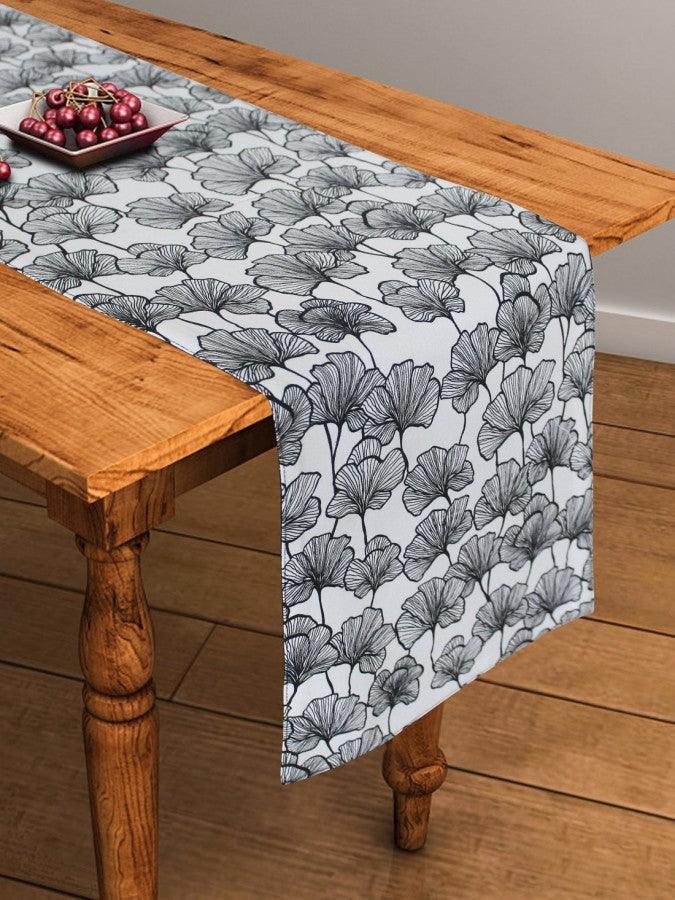 Cotton Single Leaf Black Table Runner