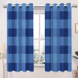 Cotton 4 Way Dobby Blue 5ft Window Curtains Pack Of 2