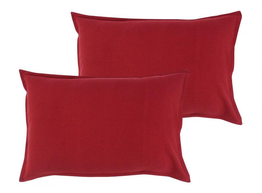 Cotton Solid Cherry Red Pillow Covers Pack Of 2