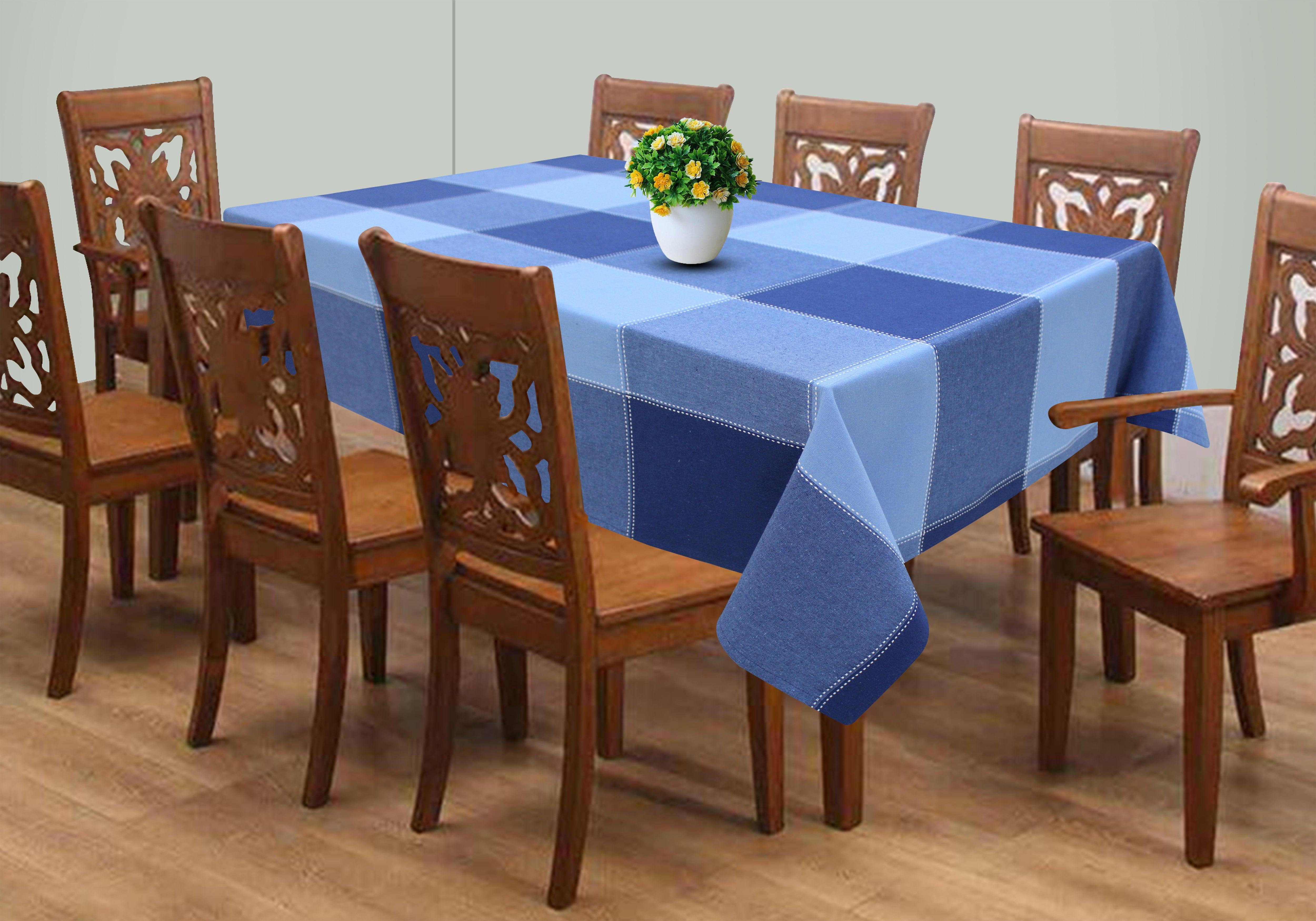 Cotton 4 Way Dobby Blue 8 Seater Table Cloths