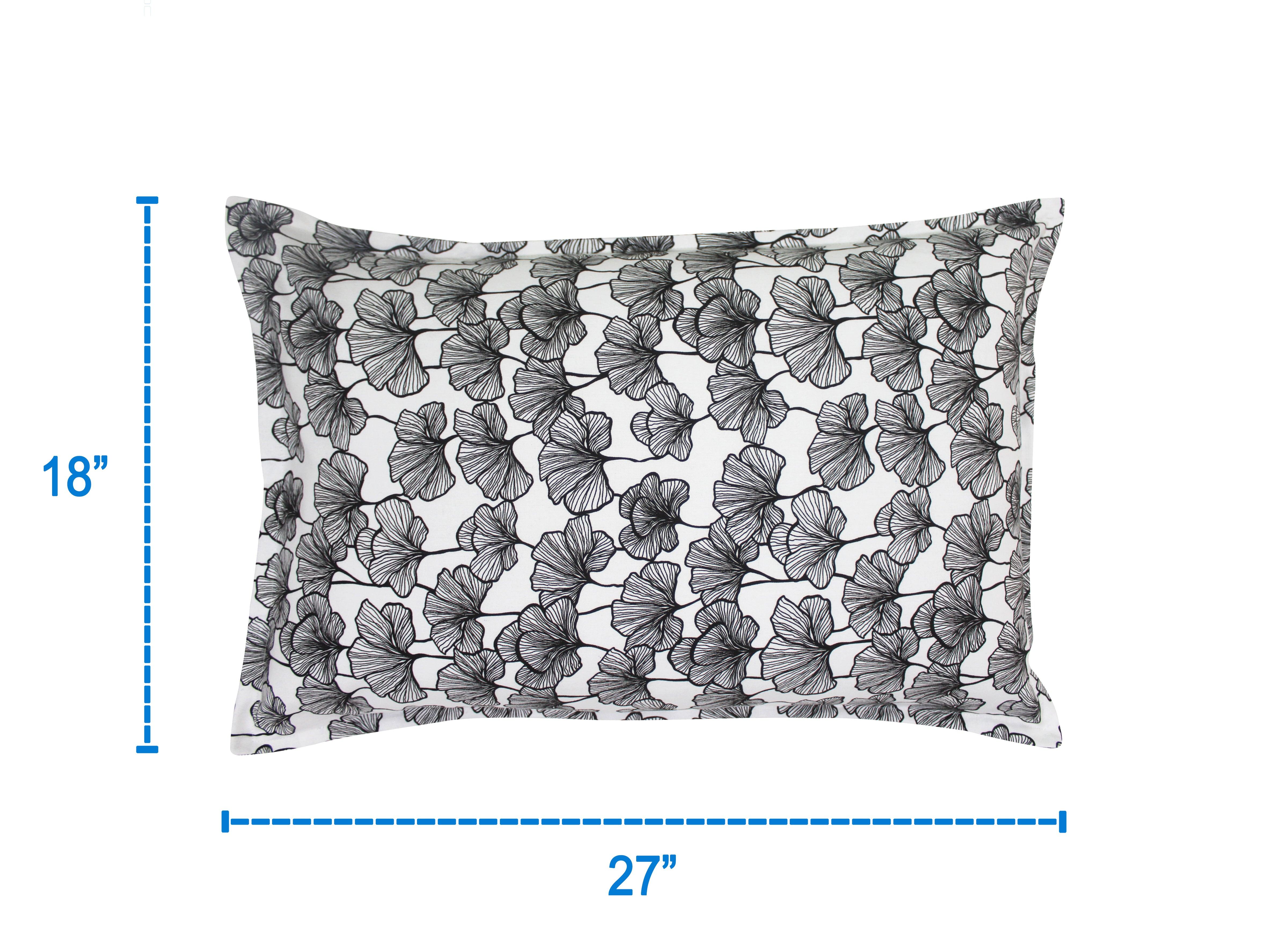 Cotton Single Leaf Black Pillow Covers Pack Of 2