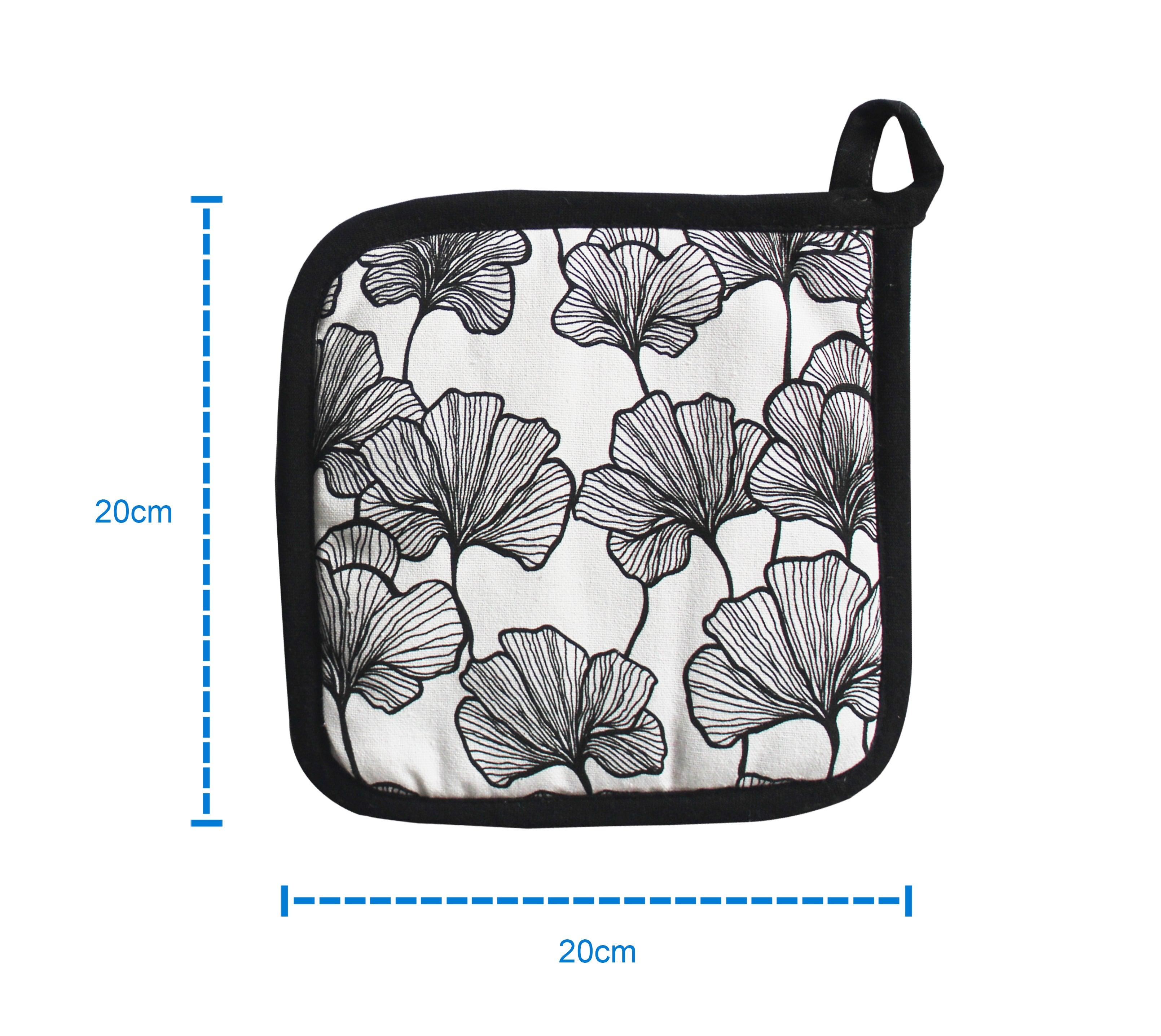 Cotton Single Leaf Black Pot Holders Pack Of 3