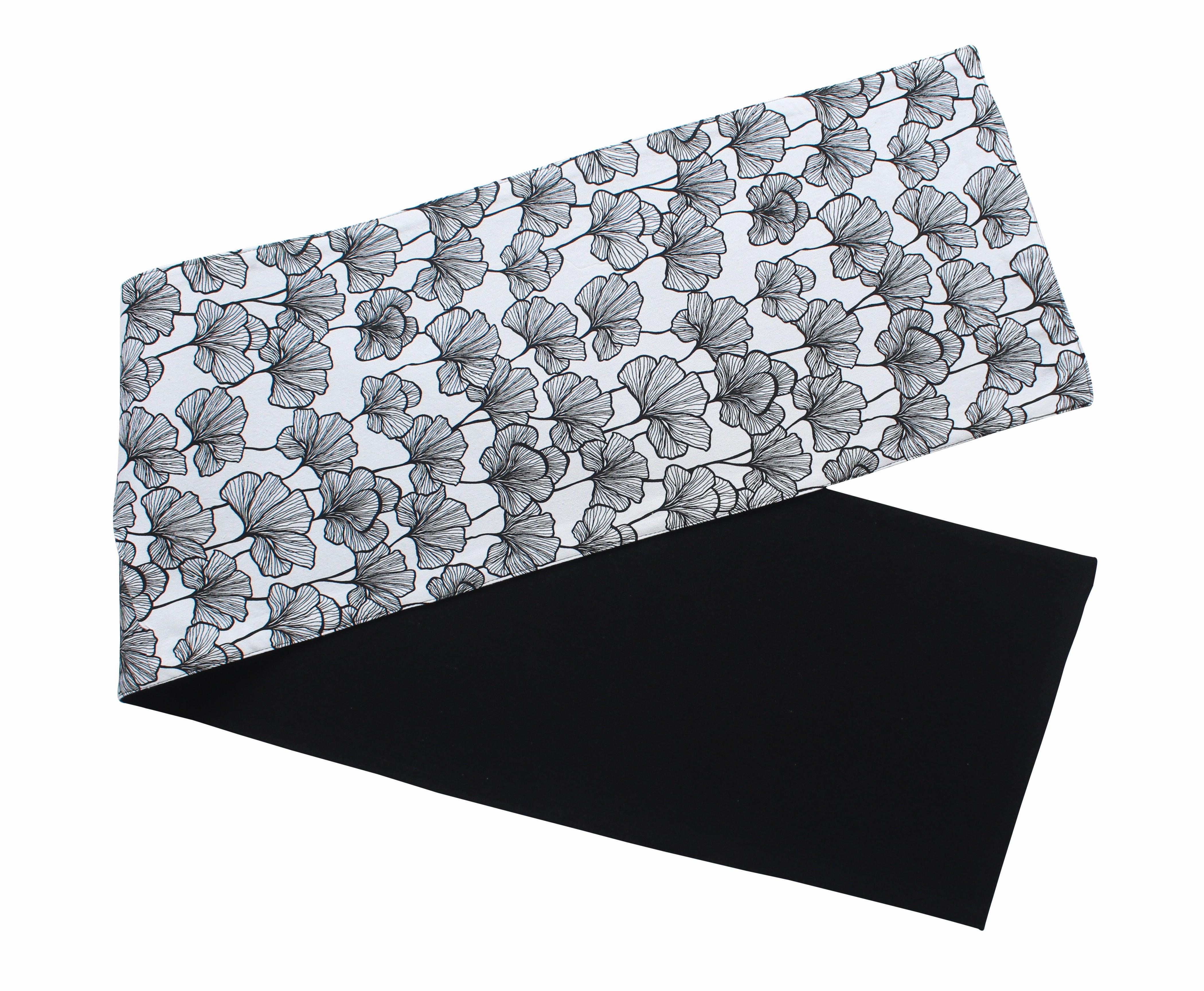Cotton Single Leaf Black Table Runner