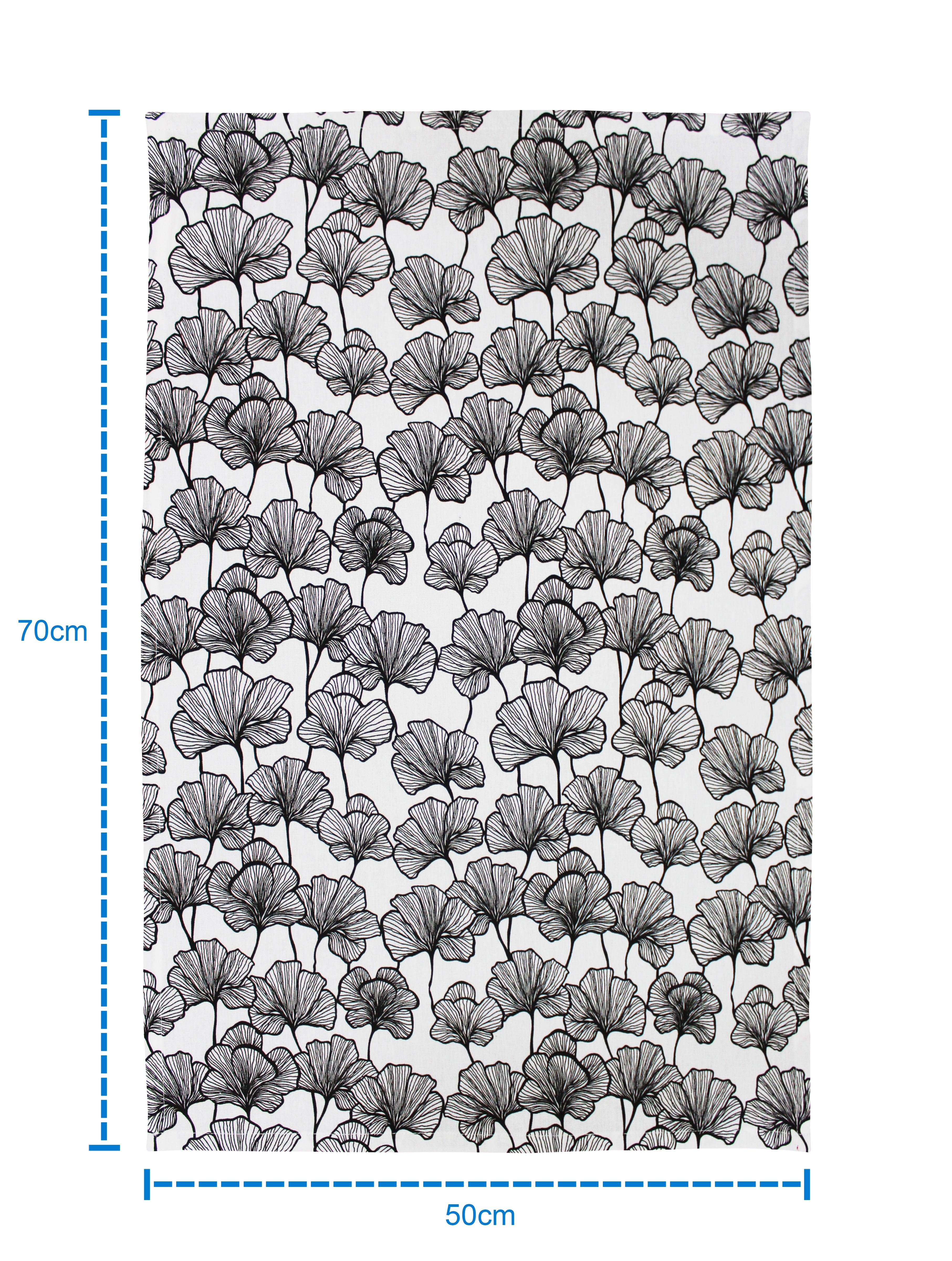 Cotton Single Leaf Black Kitchen Towels Pack Of 4