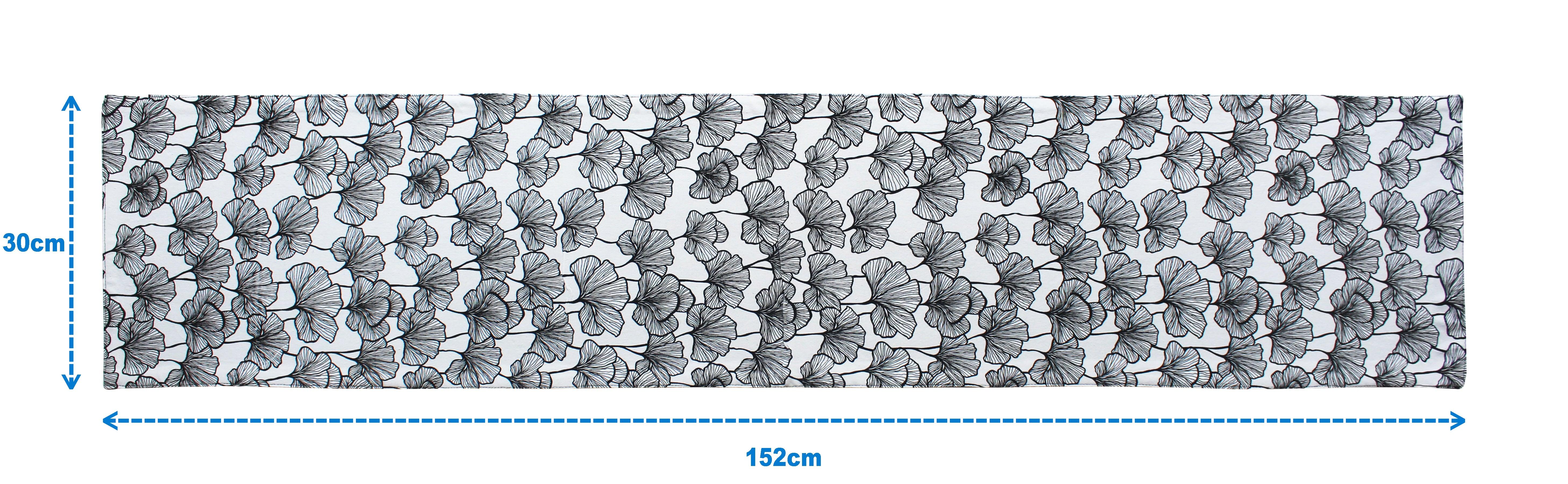 Cotton Single Leaf Black Table Runner