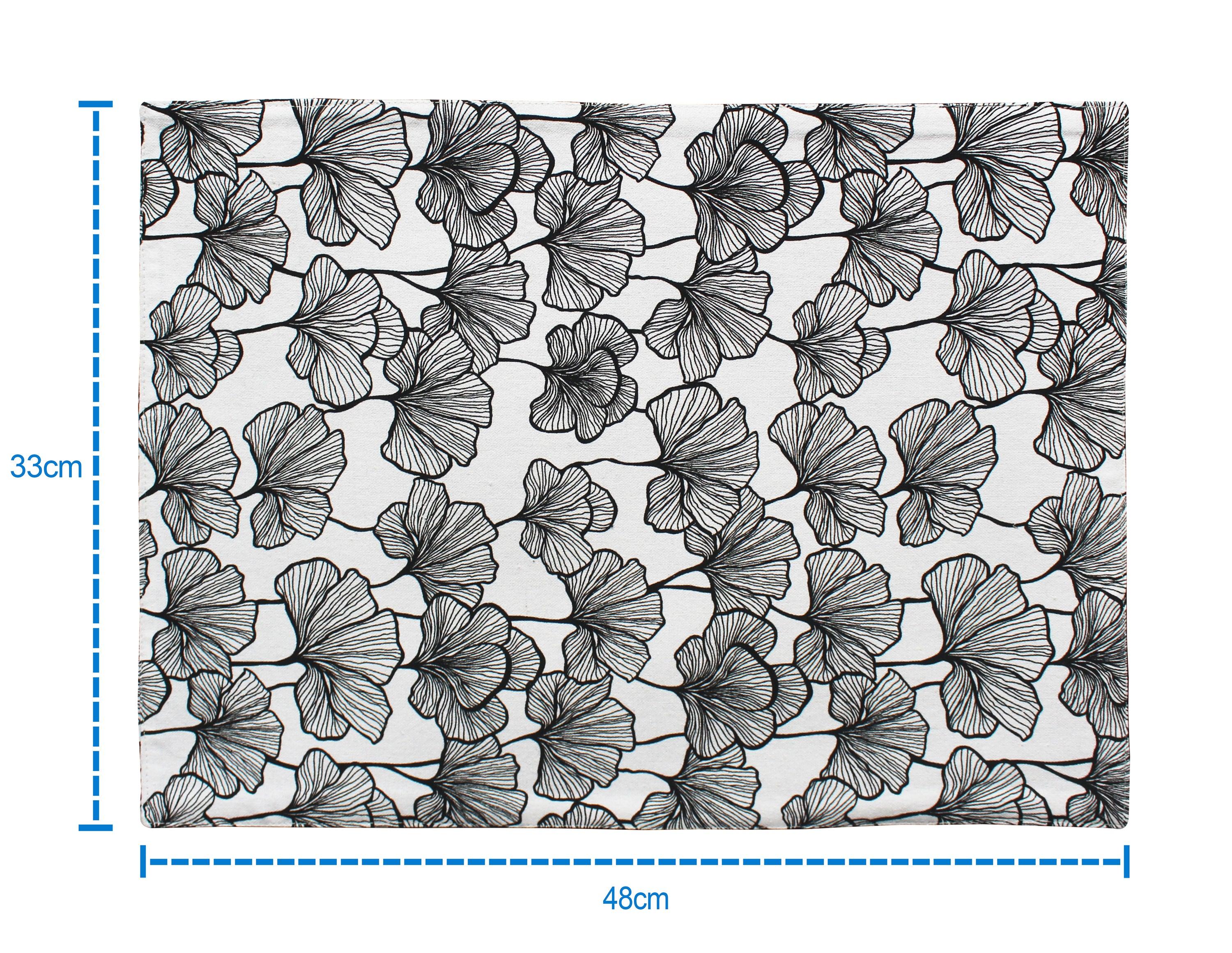 Cotton Single Leaf Black Table Placemats Pack Of 4