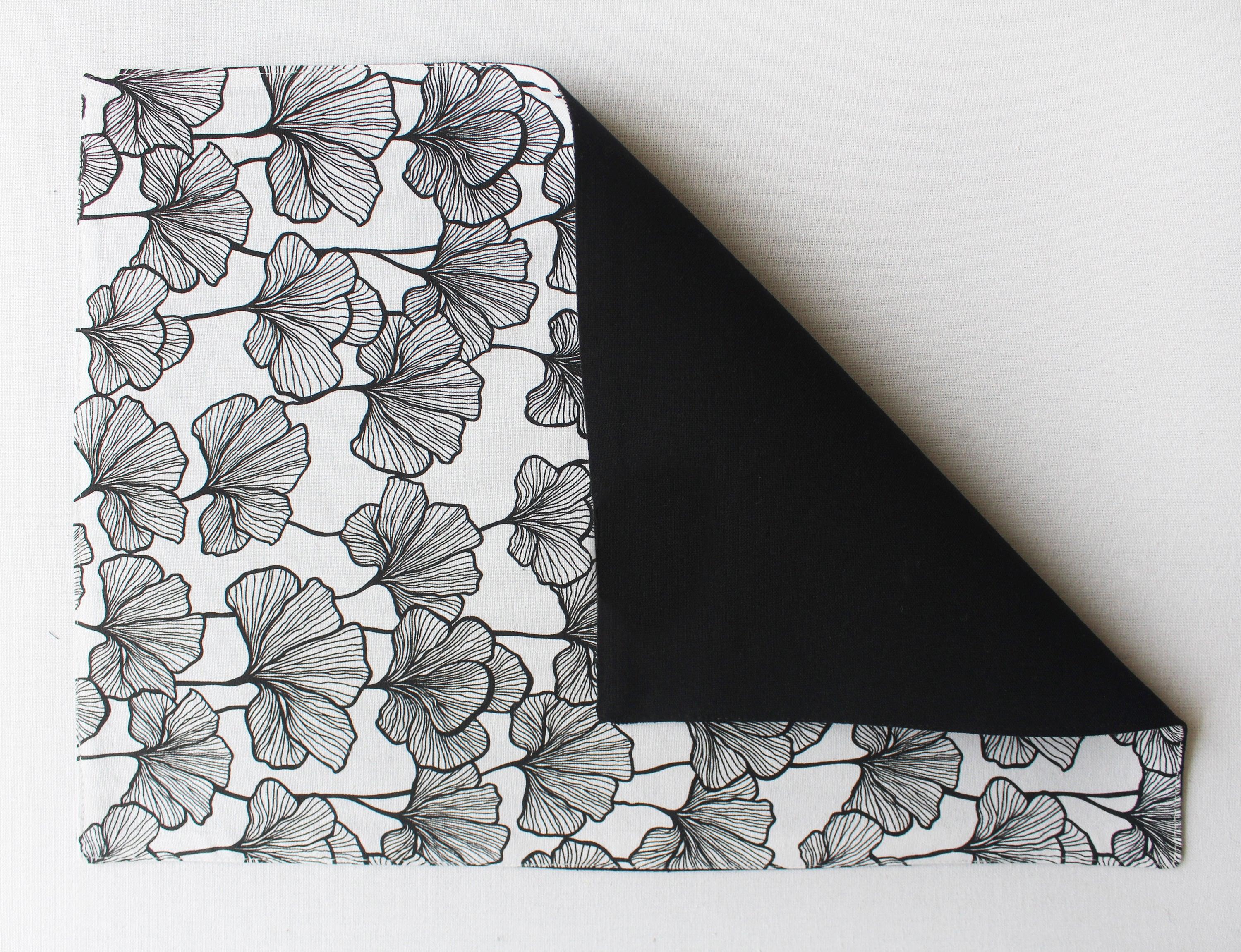 Cotton Single Leaf Black Table Placemats Pack Of 4