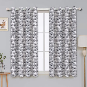Cotton Single Leaf Black 5ft Window Curtains Pack Of 2 freeshipping - Airwill
