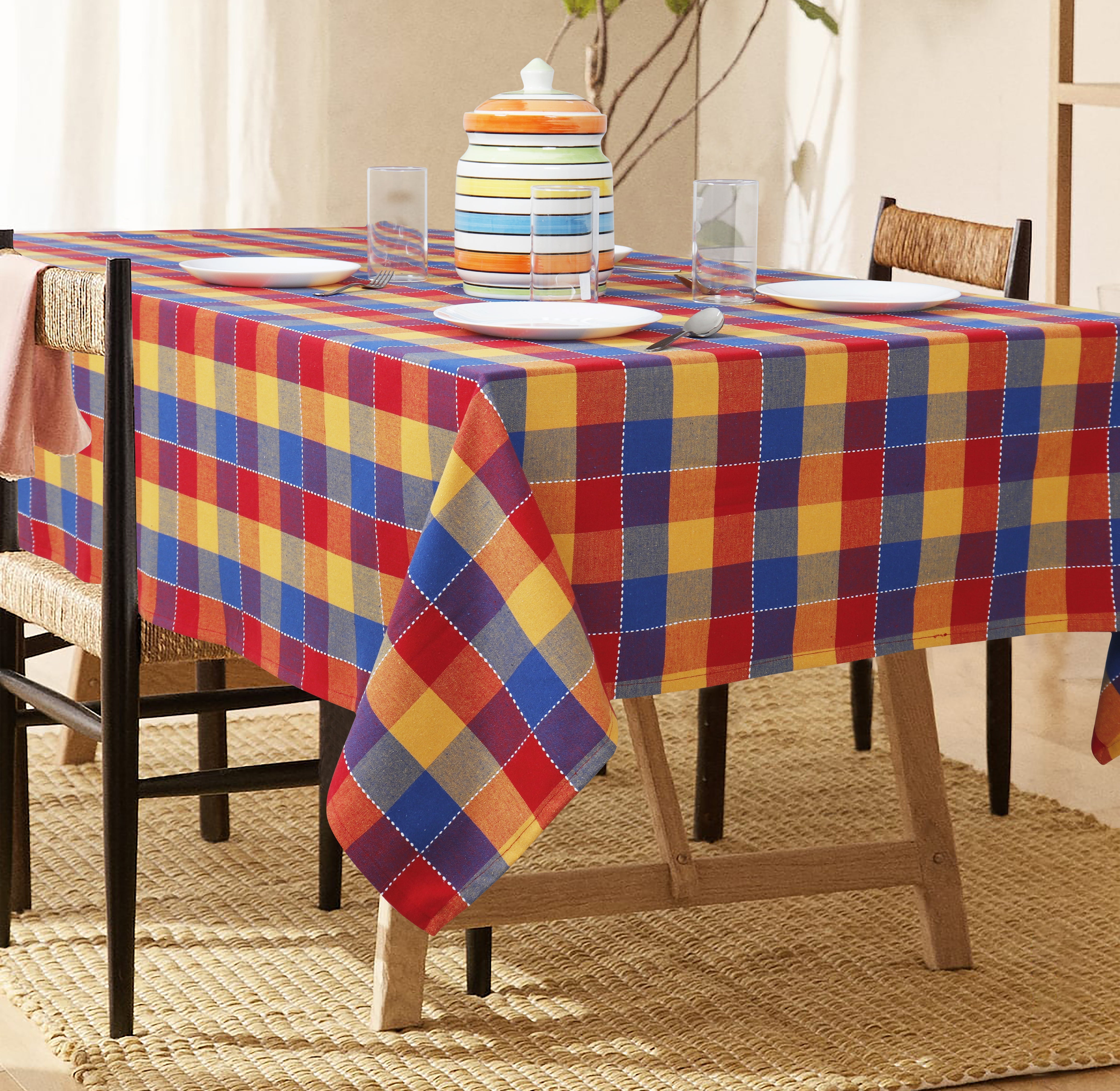 Cotton Adukalam Check 4 Seater Table Cloths