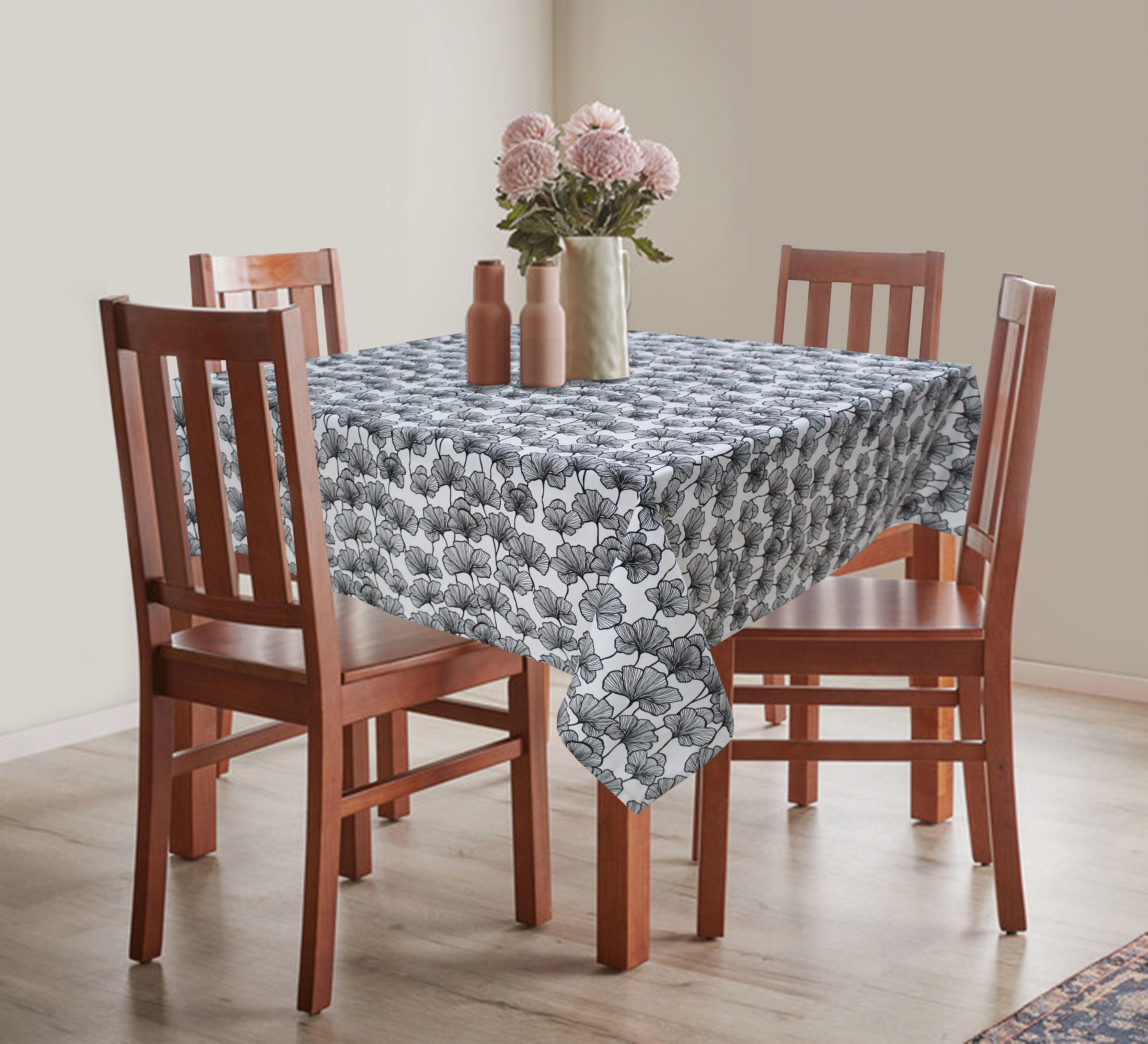 Cotton Single Leaf Black 4 Seater Table Cloths