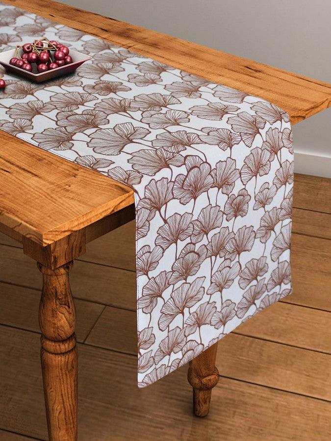 Cotton Single Leaf Brown Table Runner