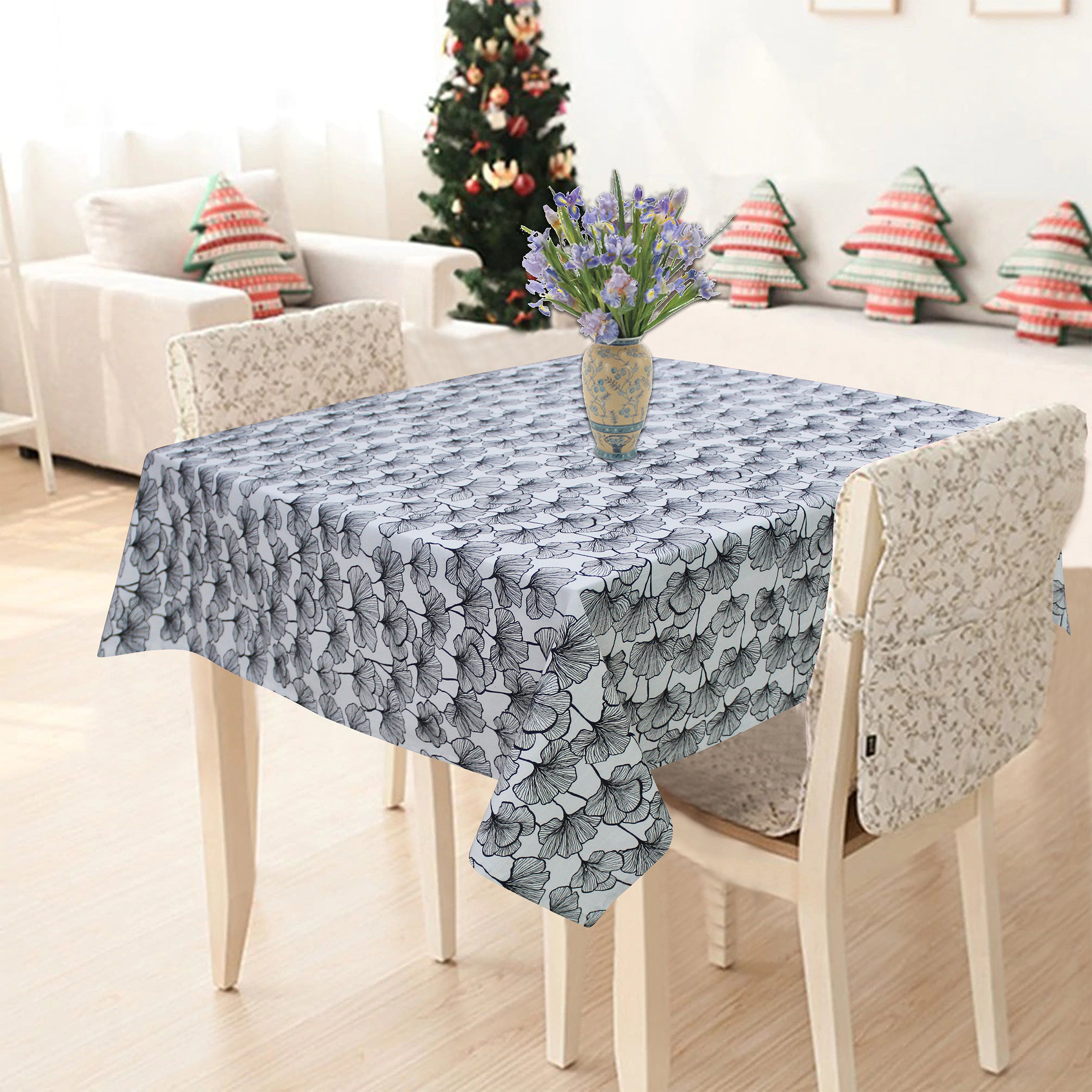 Cotton Single Leaf Black 6 Seater Table Cloths