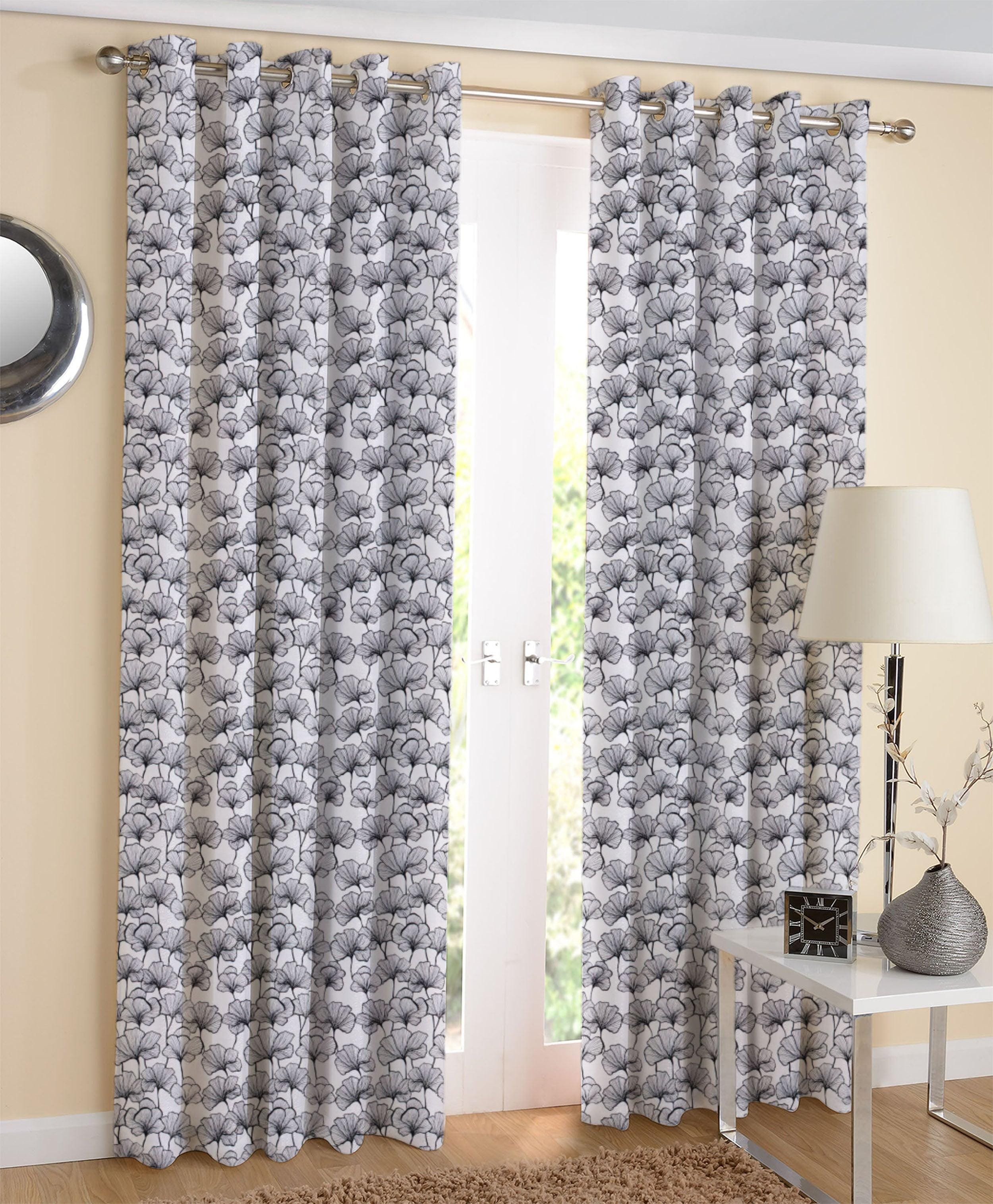 Cotton Single Leaf Black Long 9ft Door Curtains Pack Of 2