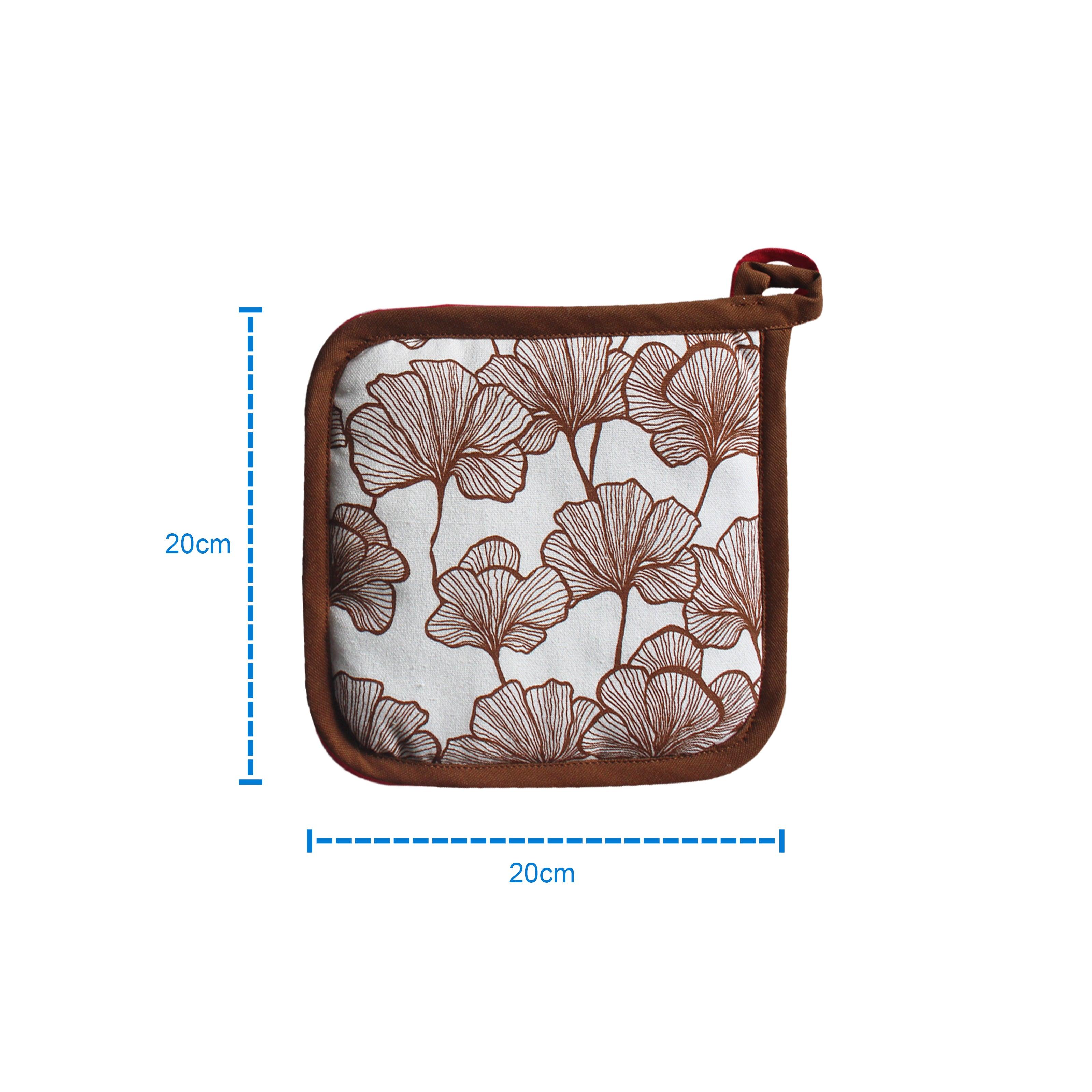 Cotton Single Leaf Brown Pot Holders Pack Of 3