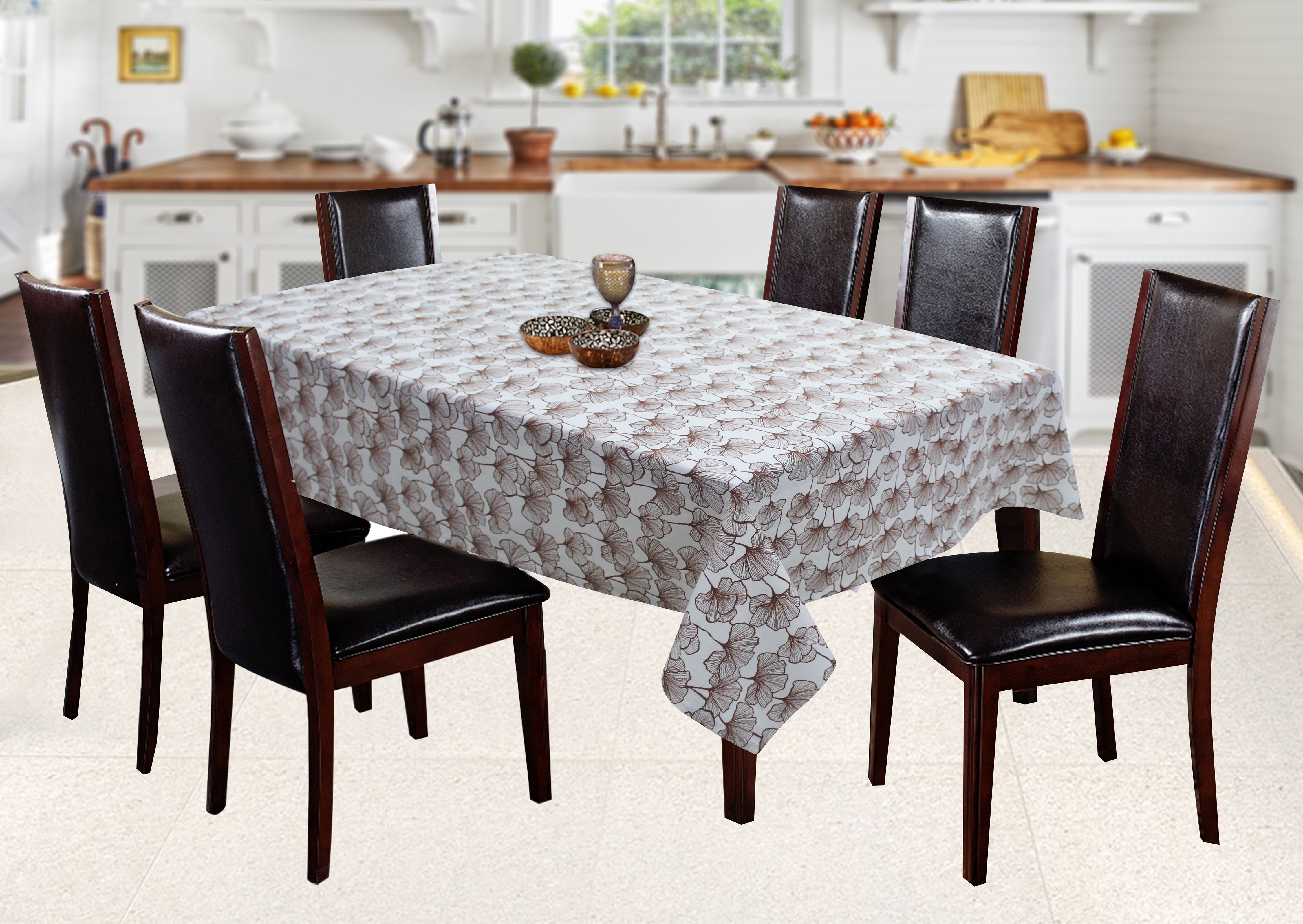 Cotton Single Leaf Brown 4 Seater Table Cloths