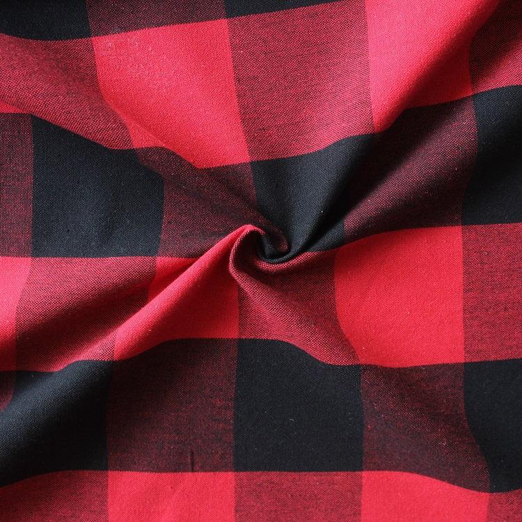 Cotton Big Check 9ft Long Door Curtains Pack Of 2