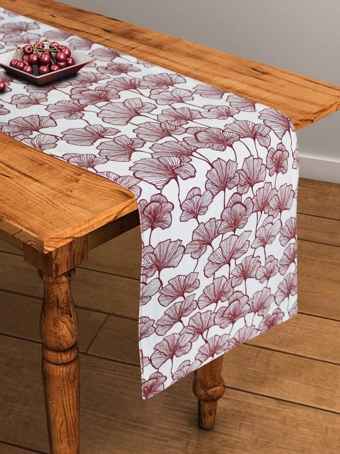 Cotton Single Leaf Maroon Table Runner