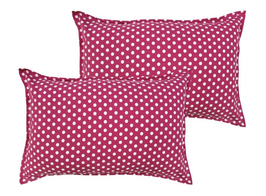 Cotton Polka Dot Pink Pillow Covers Pack Of 2
