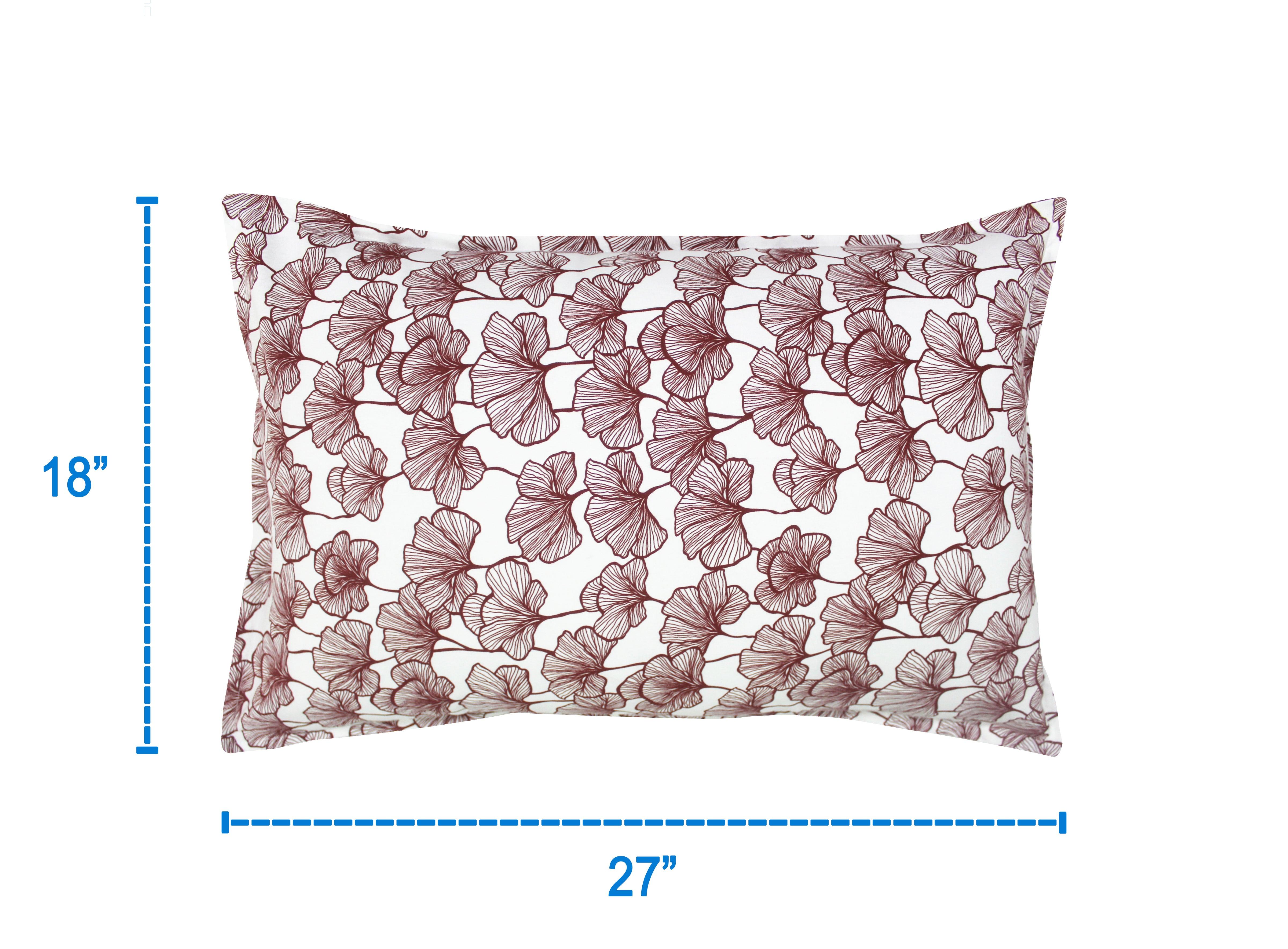Cotton Single Leaf Maroon Pillow Covers Pack Of 2