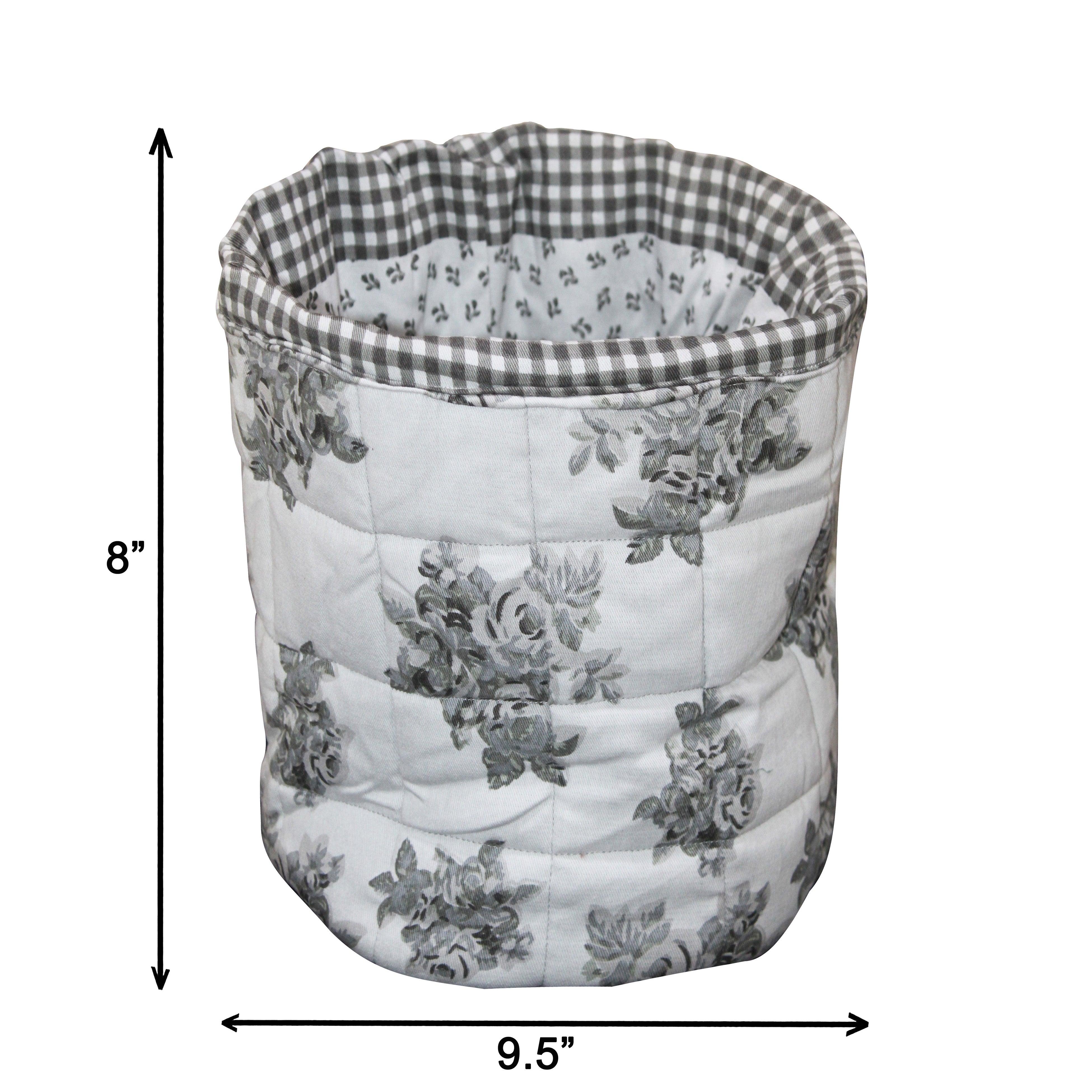 Cotton Black Flower Printed Fruit Basket