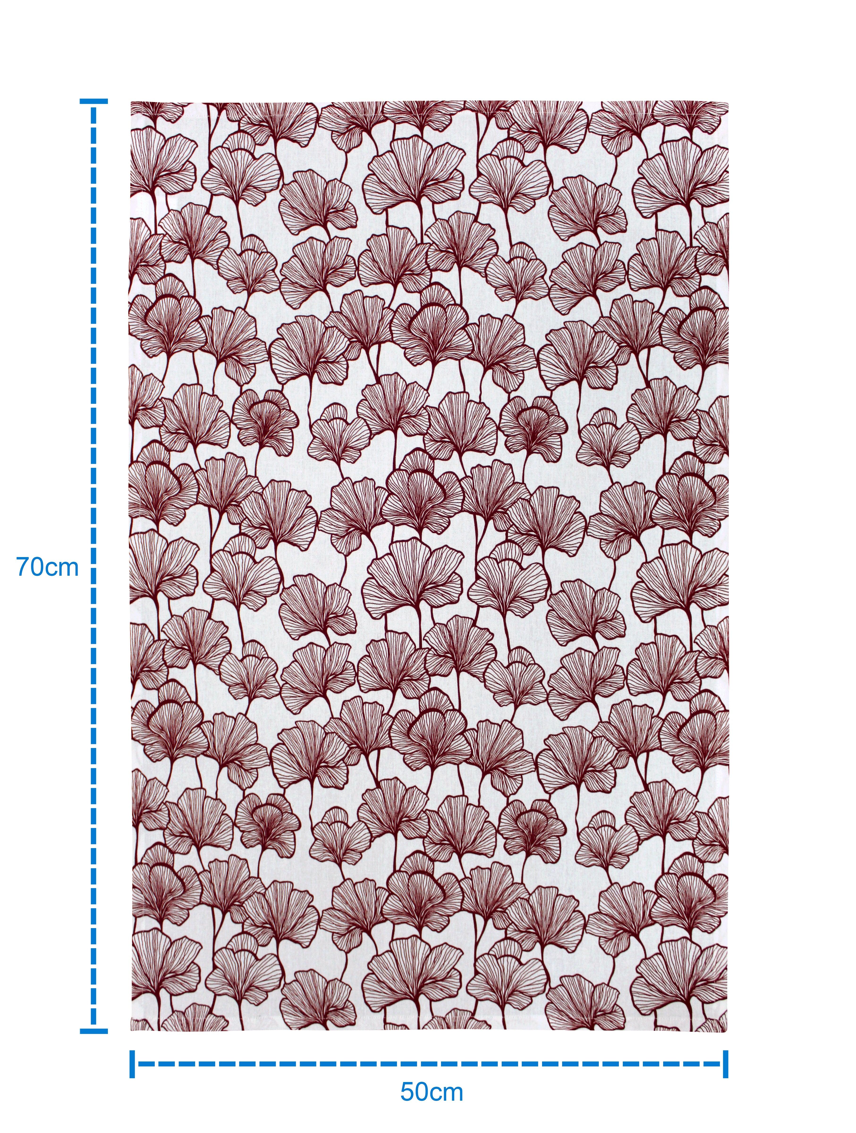 Cotton Single Leaf Maroon Kitchen Towels Pack Of 4