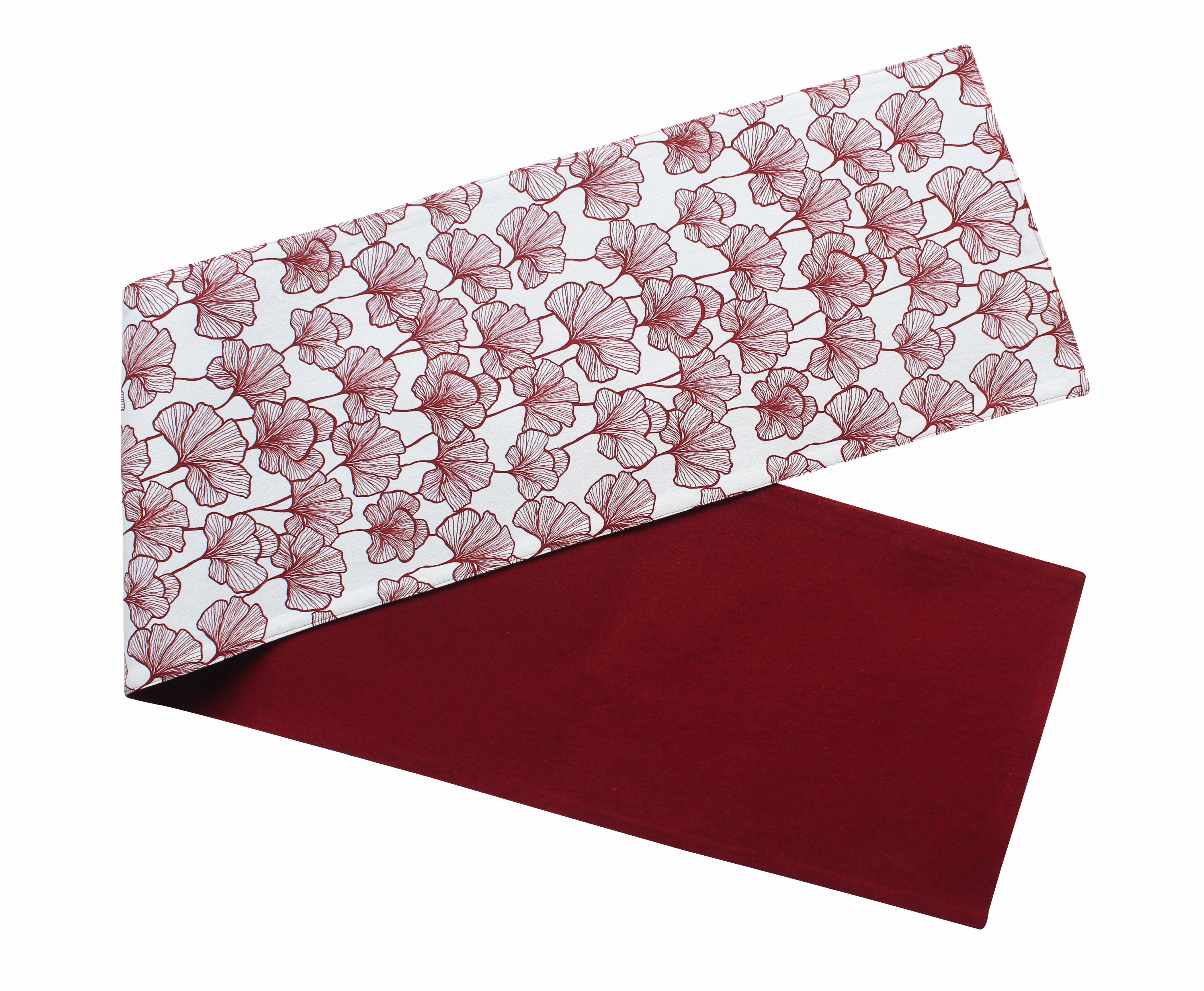 Cotton Single Leaf Maroon Table Runner